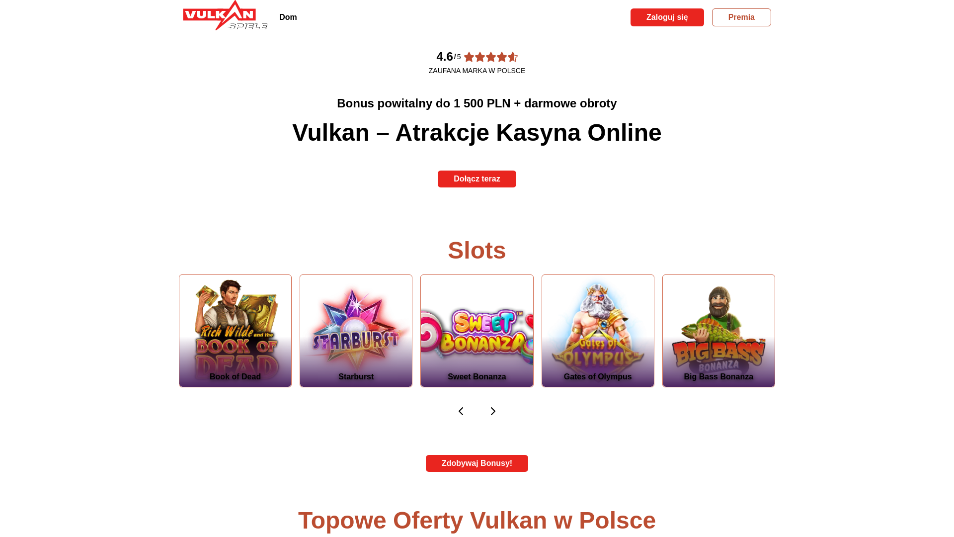 website screenshot of https://vulkanspielee.pl/