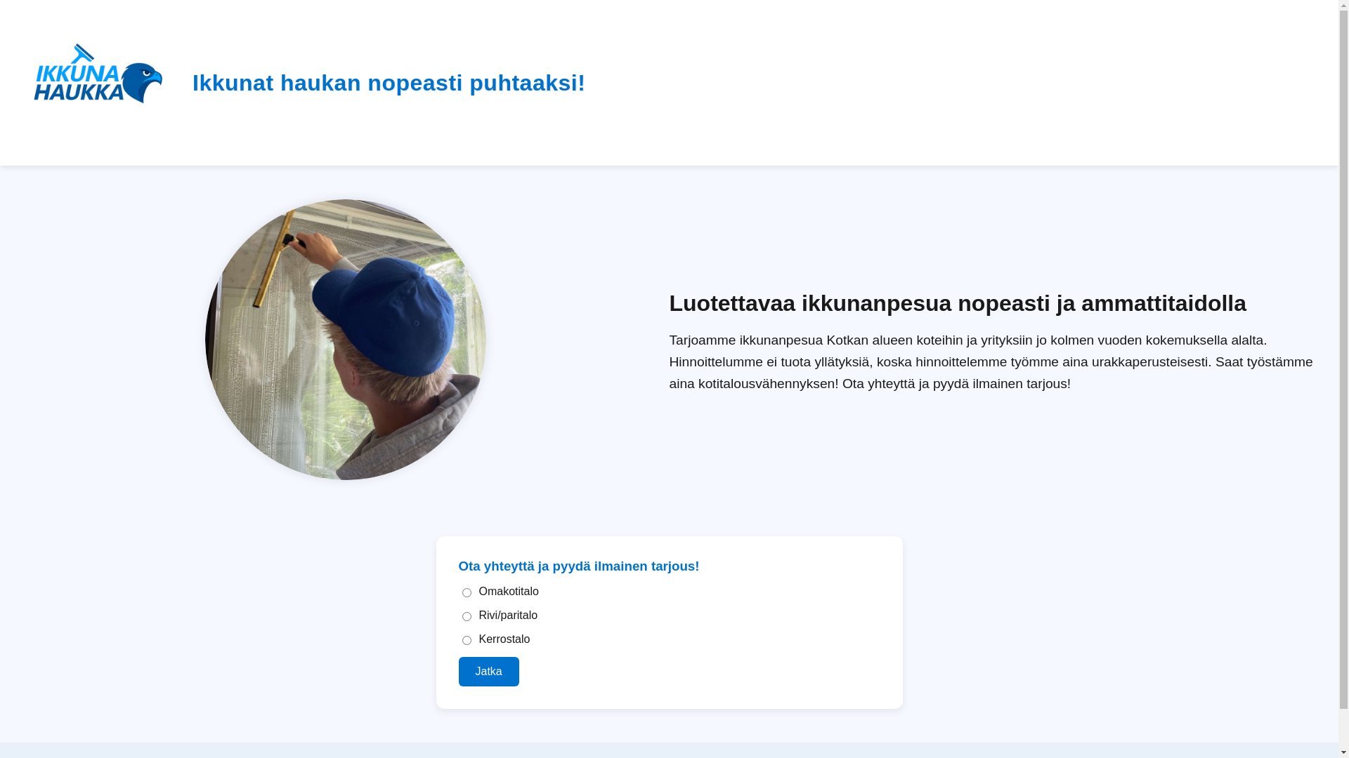 website screenshot of https://ikkunahaukka.fi/