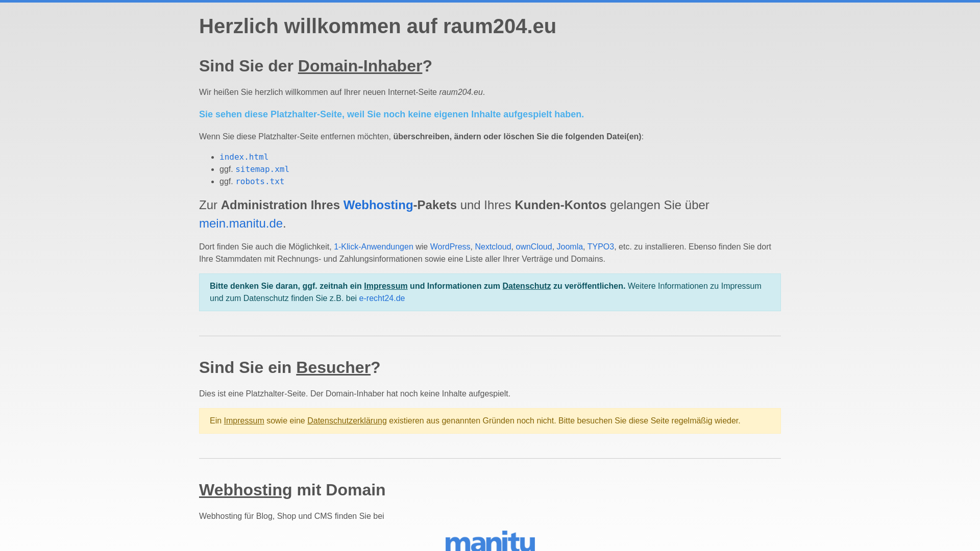 website screenshot of https://raum204.eu/