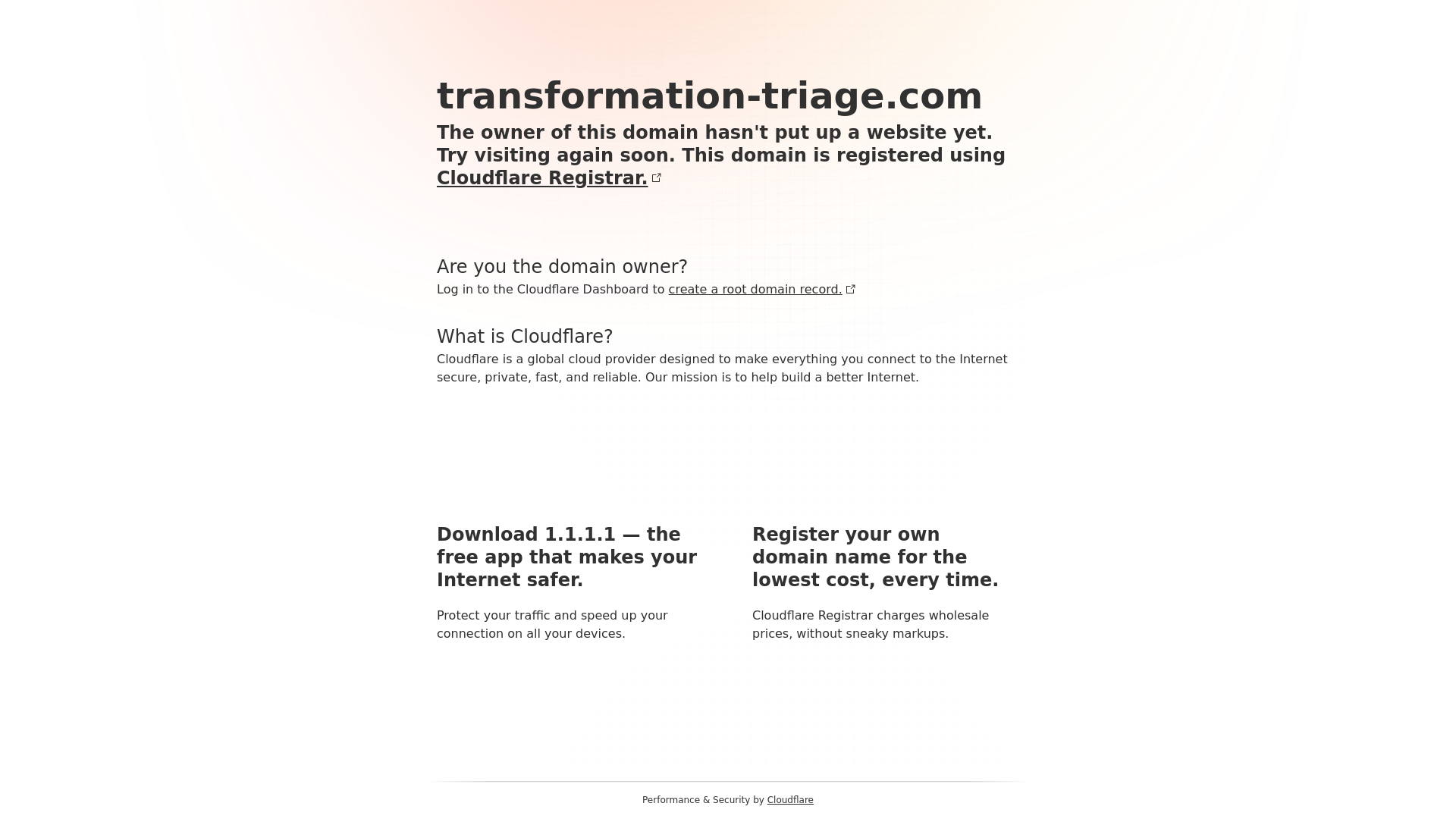 website screenshot of https://transformation-triage.com/