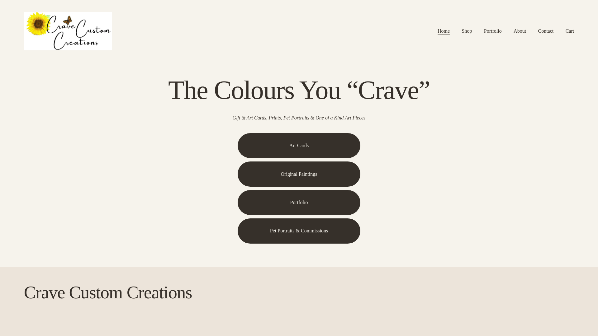 website screenshot of https://cravecustomcreations.ca