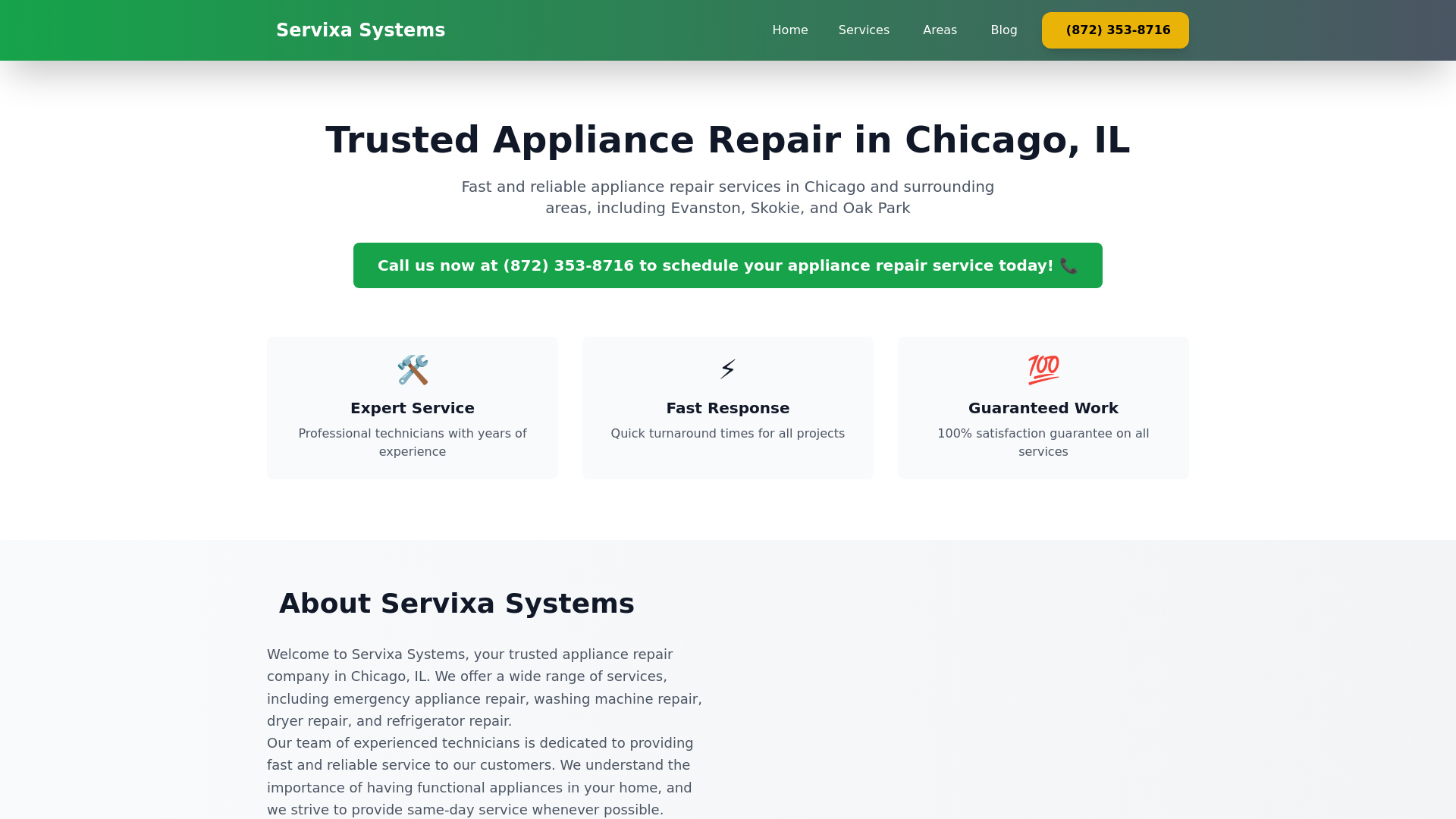 website screenshot of https://servixasystems.pages.dev/