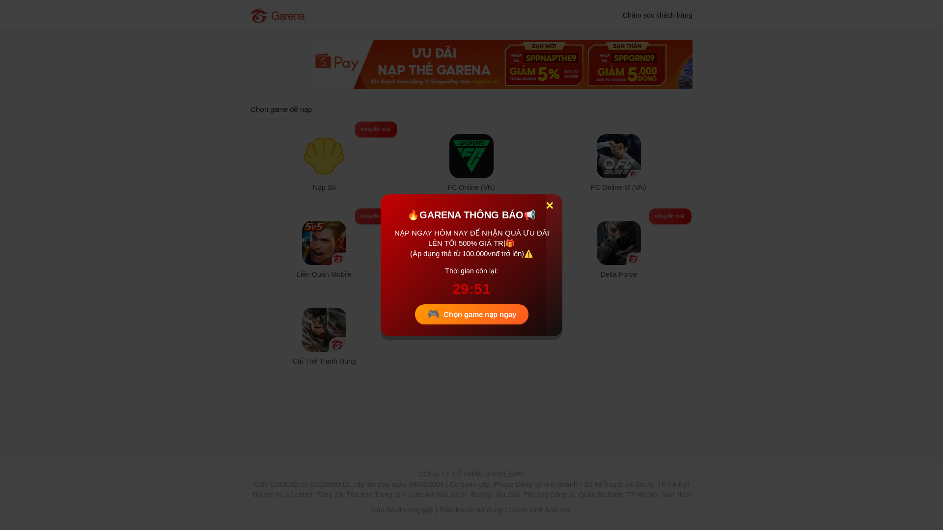 website screenshot of https://trungtamnapthe.vn/