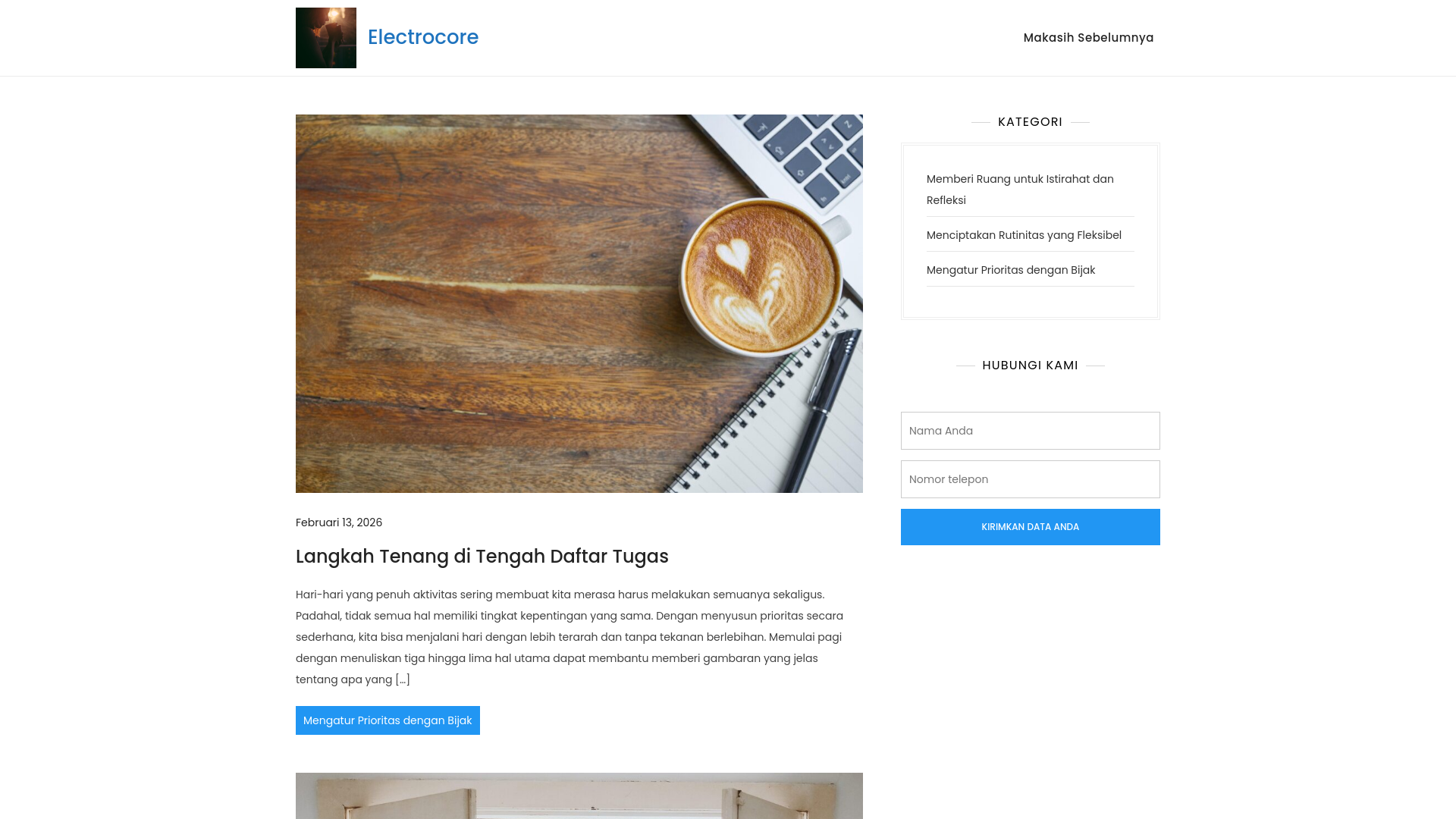 website screenshot of https://electrocore.one/