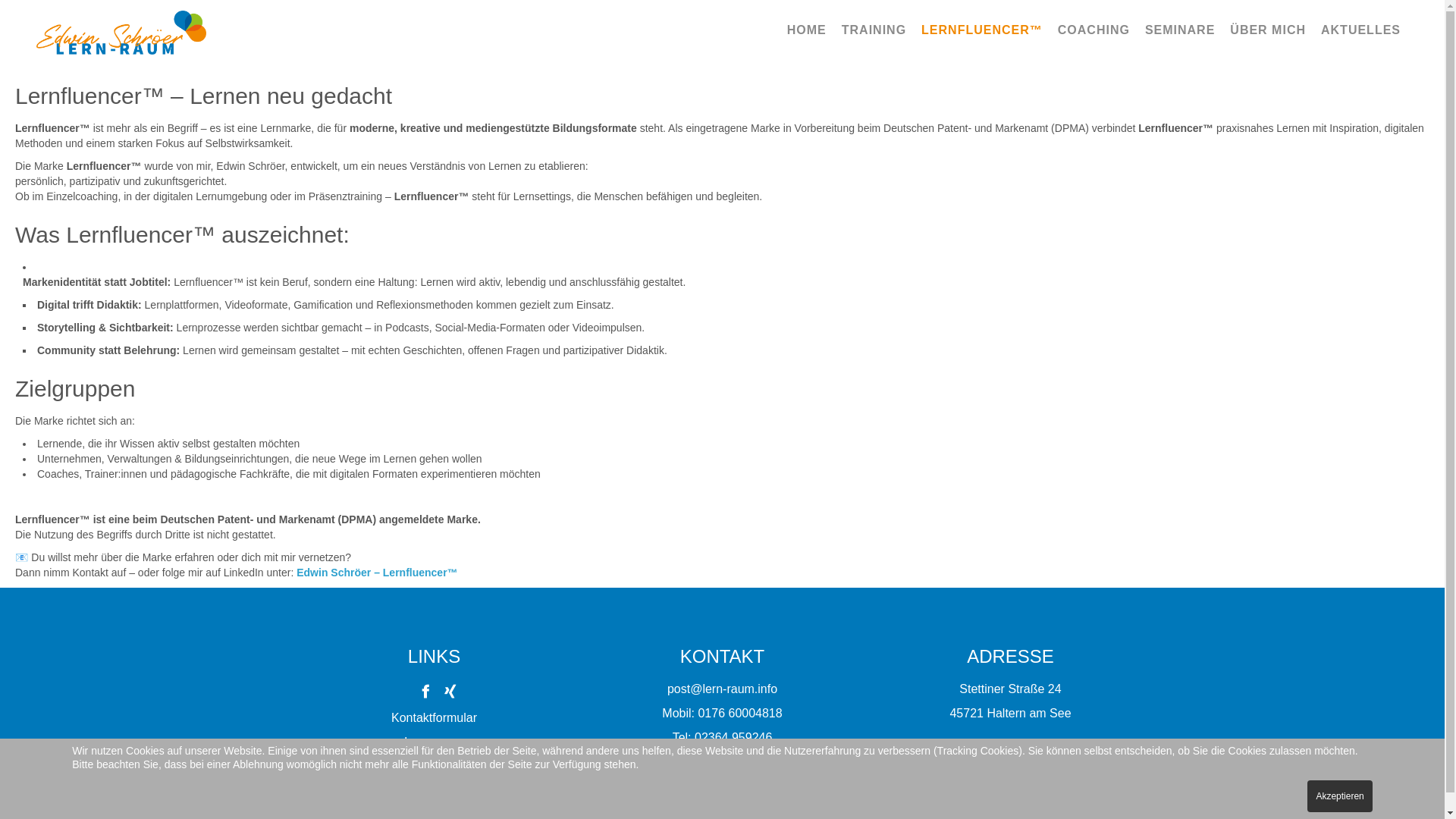 website screenshot of https://lernfluencer.info/