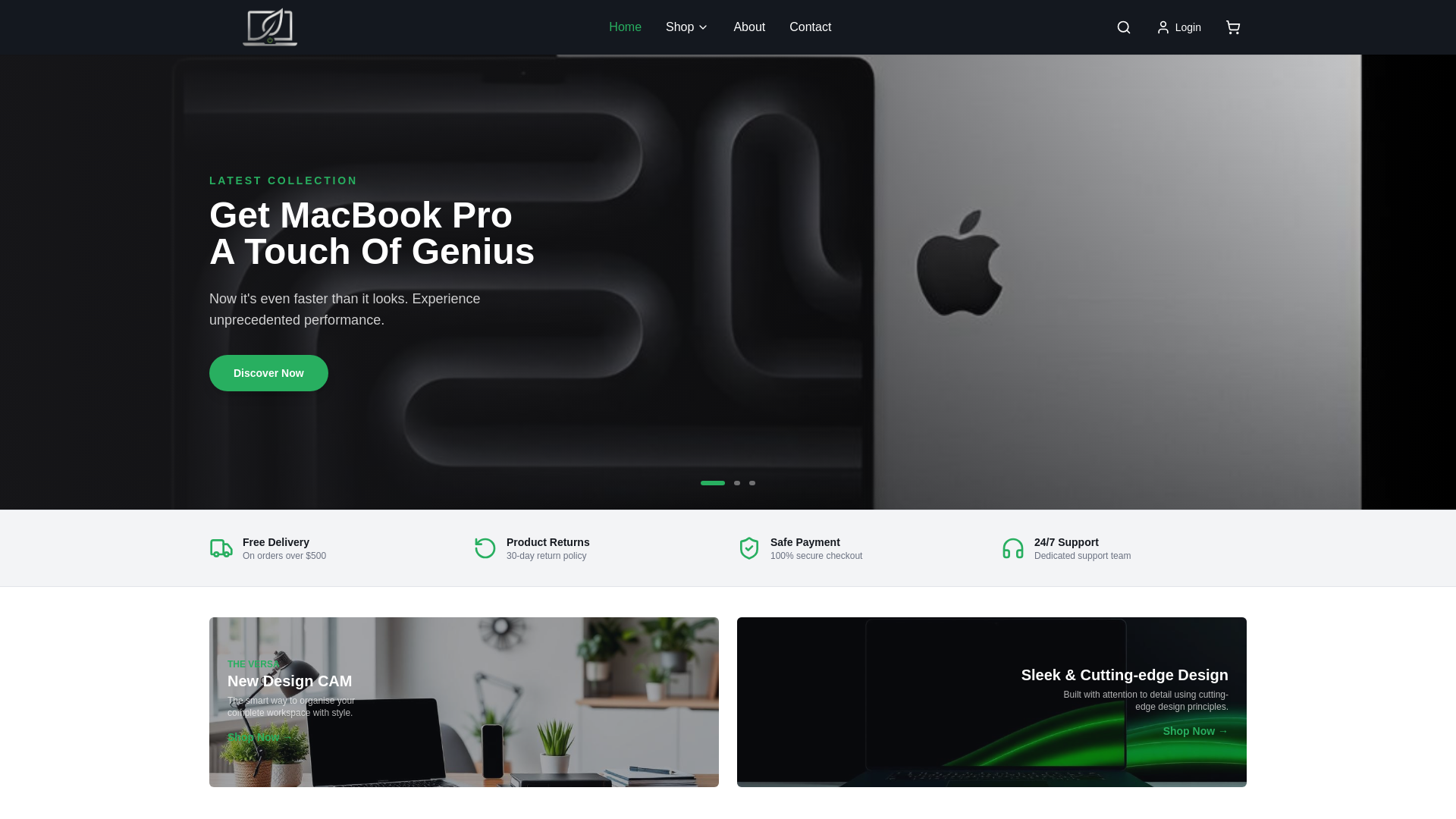 website screenshot of https://ecolaptopstore.com