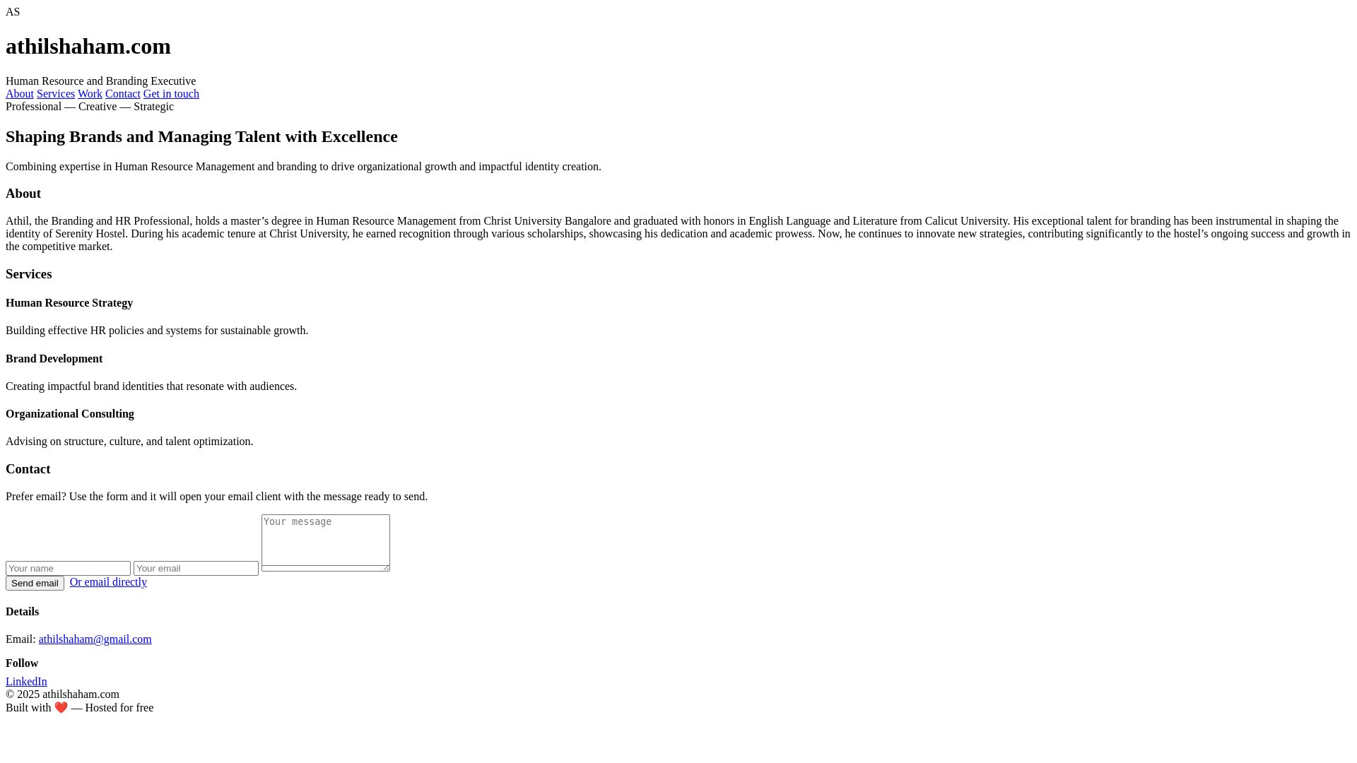 website screenshot of https://athilshaham.pages.dev/