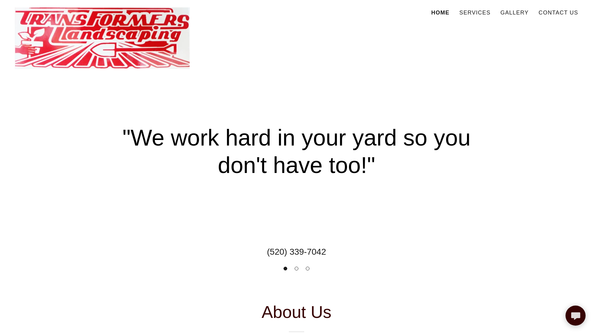 website screenshot of https://transformerslandscaping.net