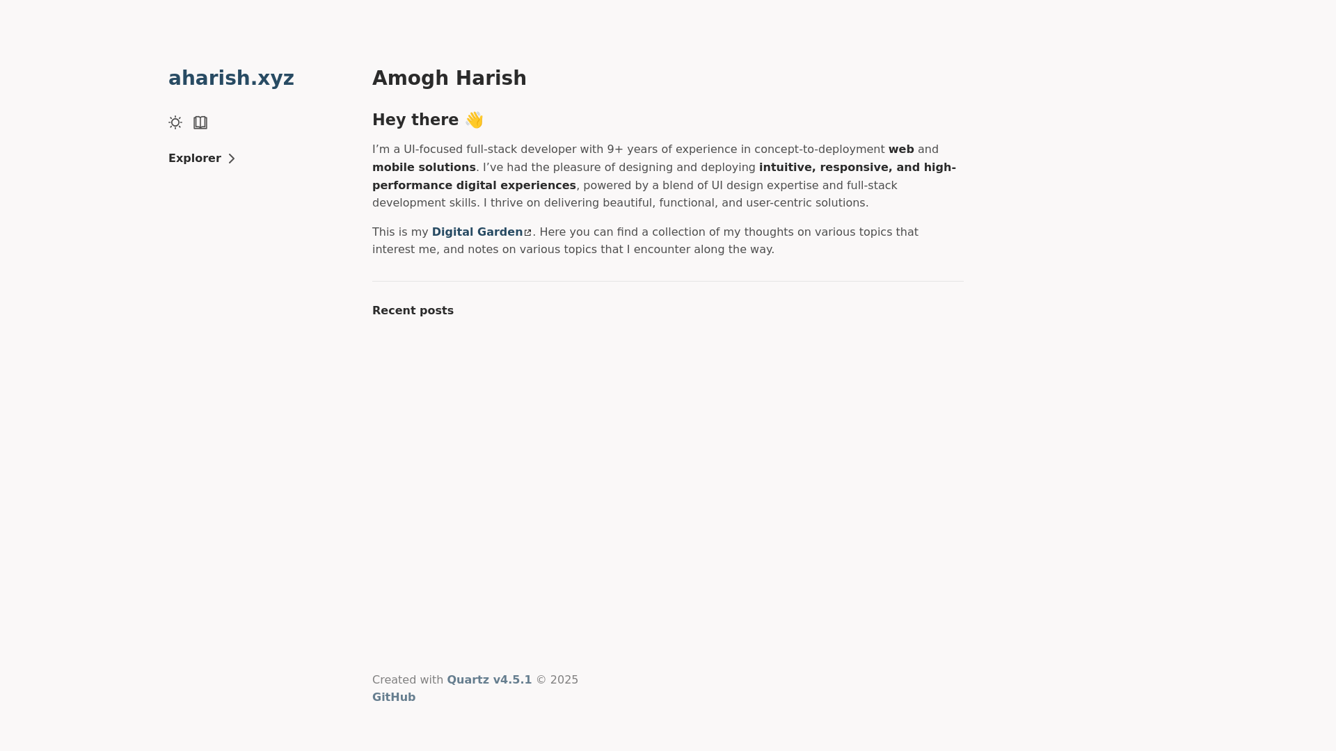 website screenshot of https://aharish-xyz.pages.dev/