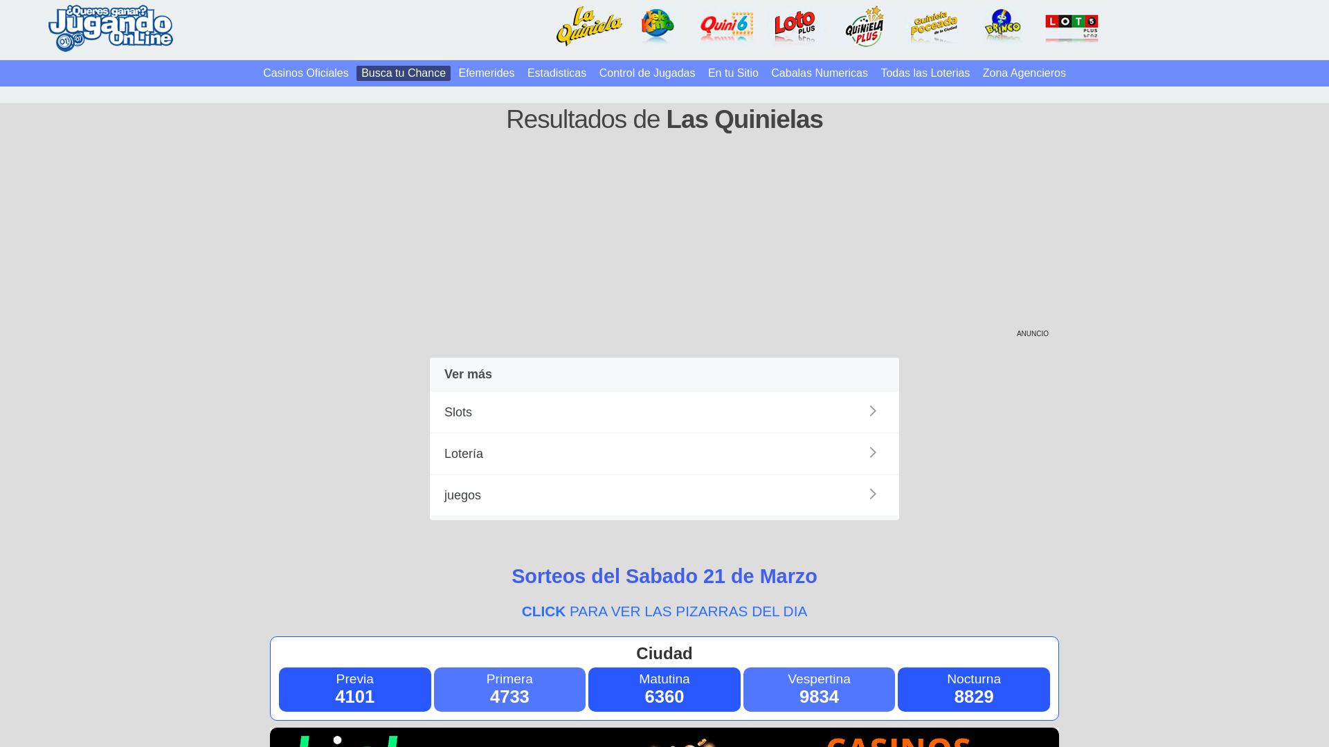 website screenshot of https://www.jugandoonline.com.ar