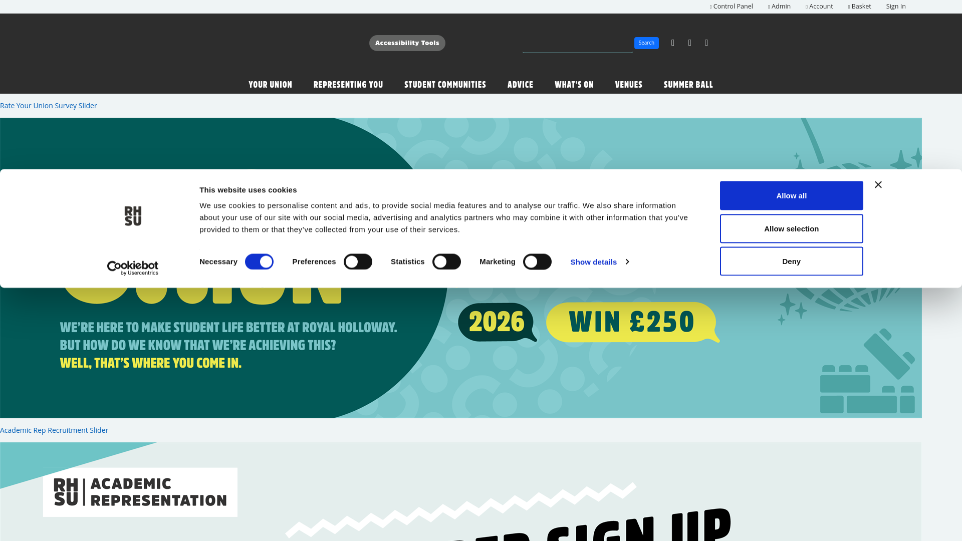 website screenshot of https://www.su.rhul.ac.uk/