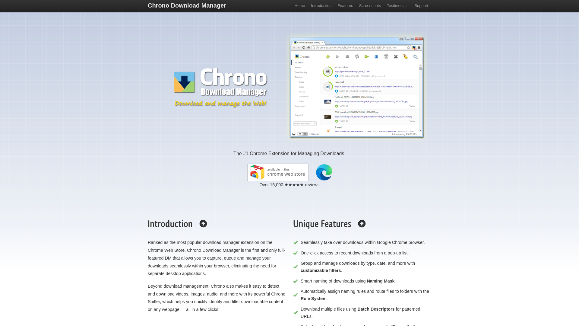 website screenshot of https://chronodownloader.net