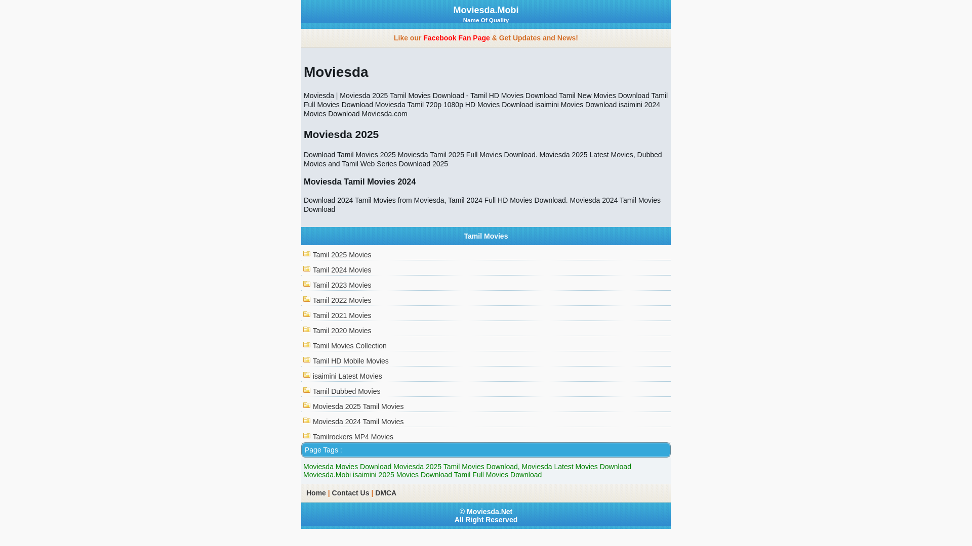 website screenshot of https://moviesda.love/