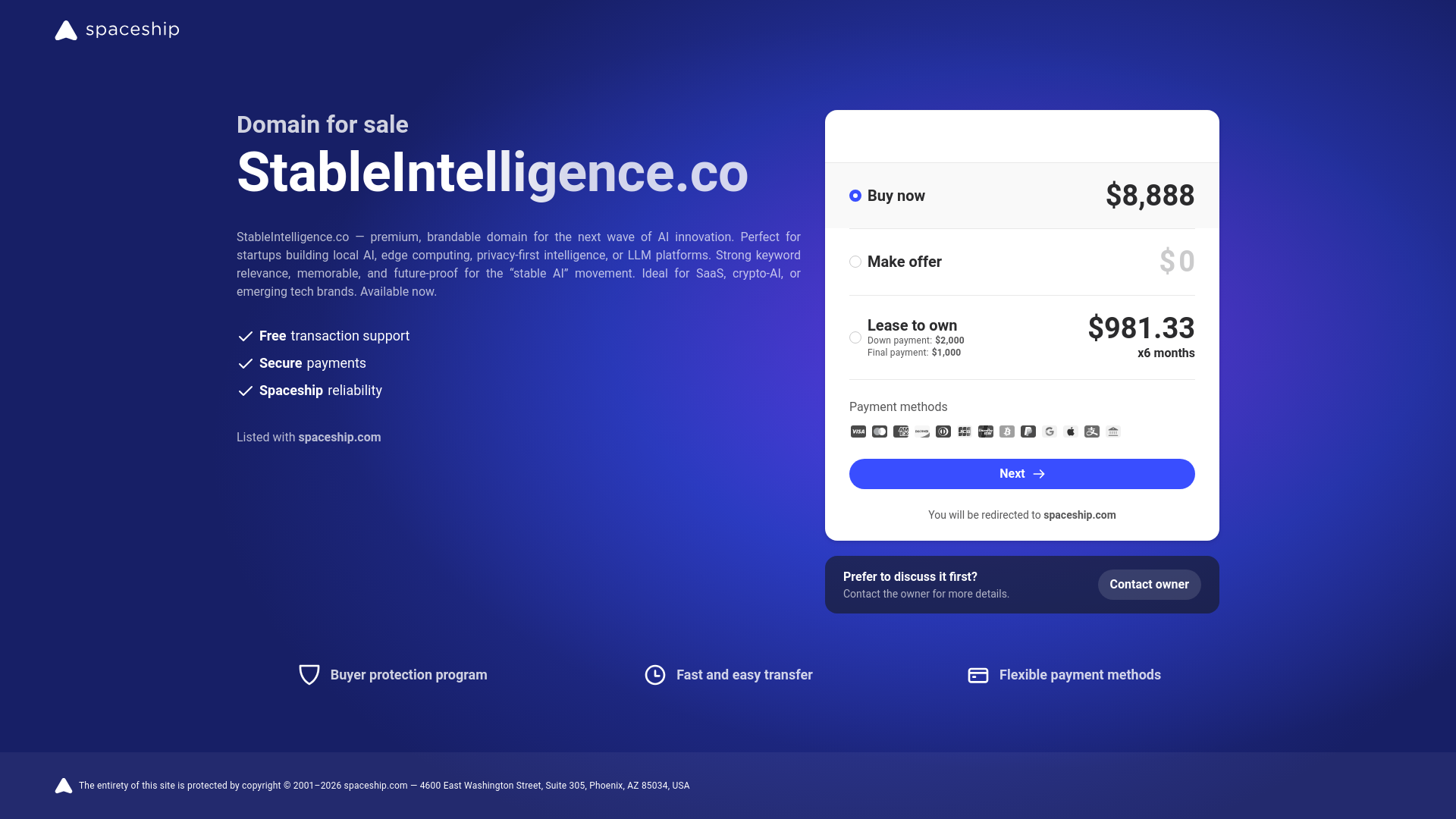 website screenshot of https://stableintelligence.co