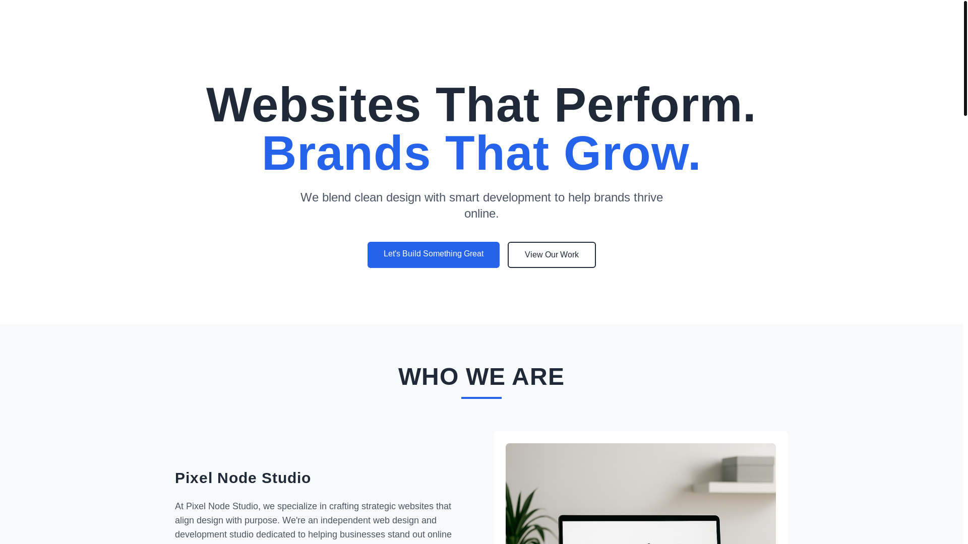 website screenshot of https://pixelnodestudio.com/
