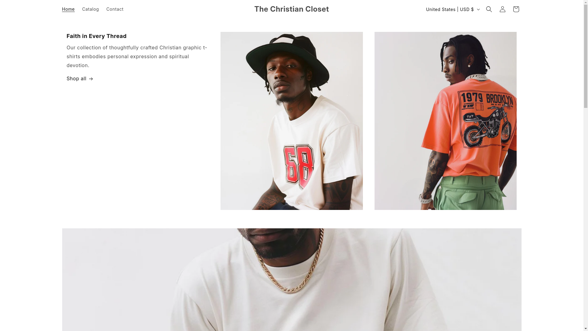 website screenshot of https://thechristiancloset.net/