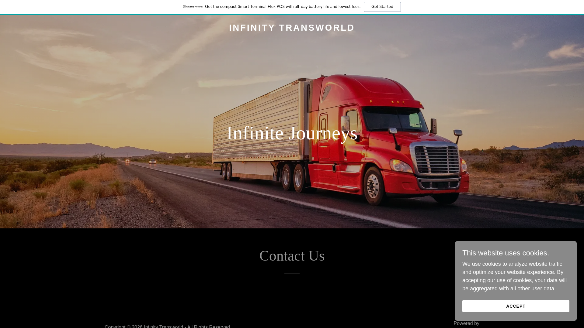 website screenshot of https://infinitytransworld.com/