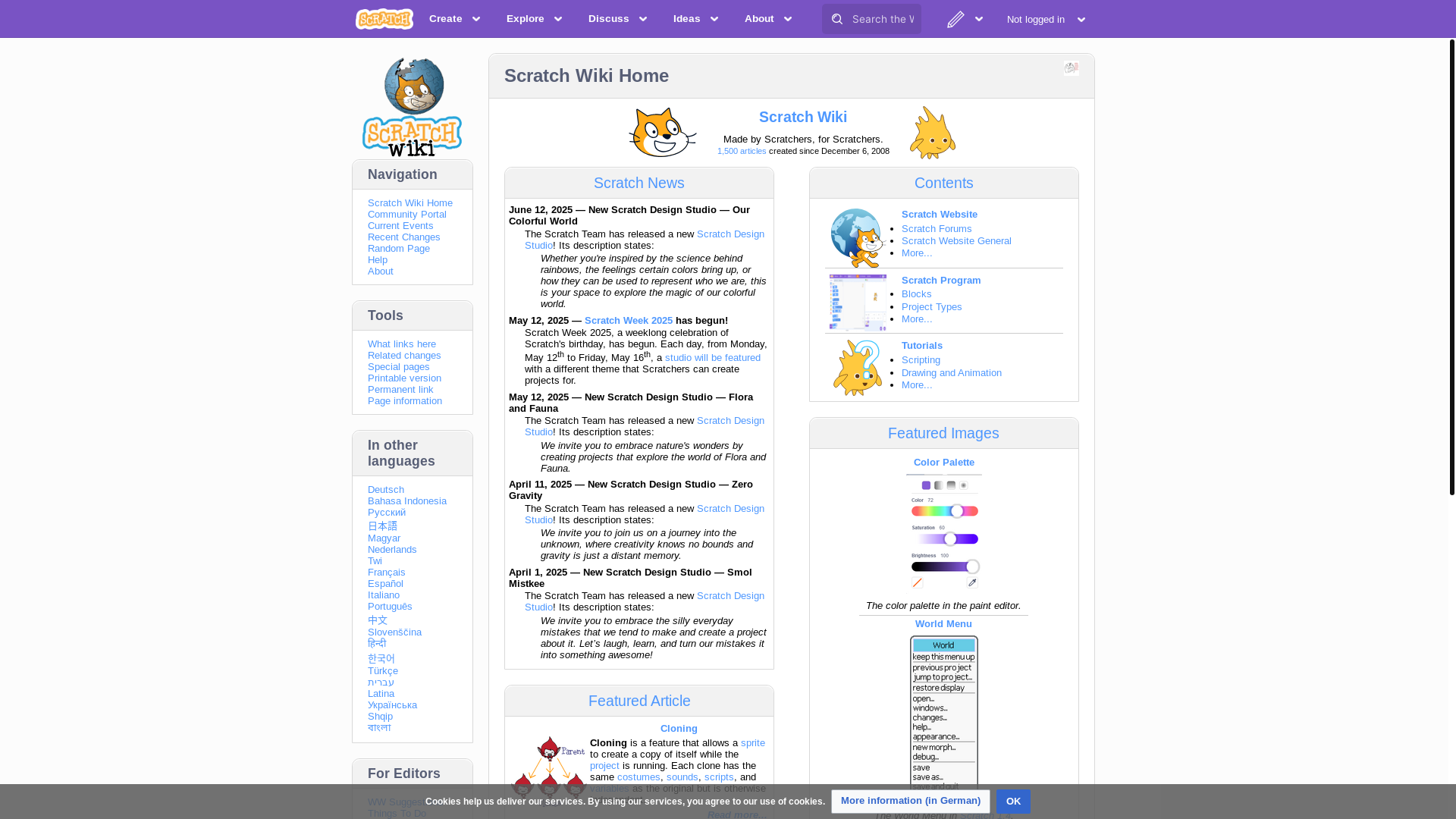 website screenshot of https://en.scratch-wiki.info/