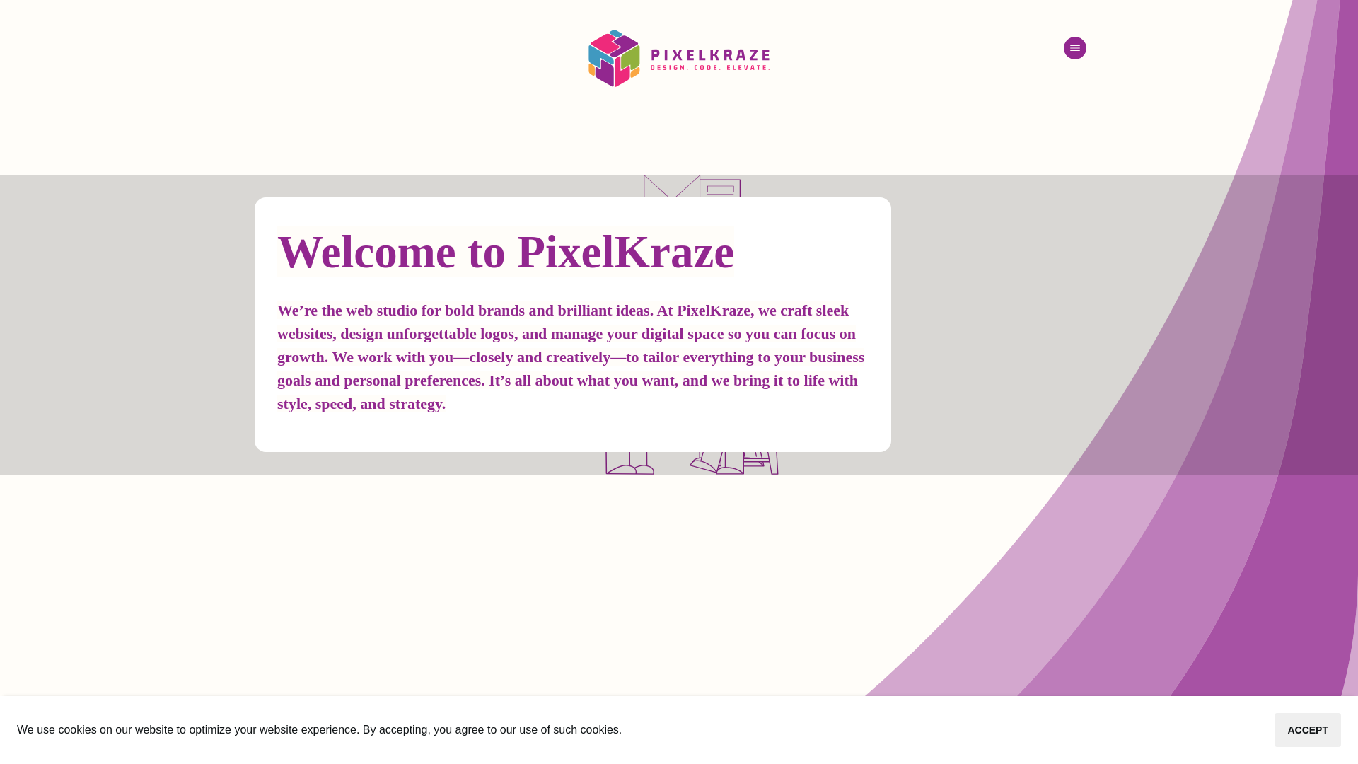 website screenshot of https://pixelkraze.com/