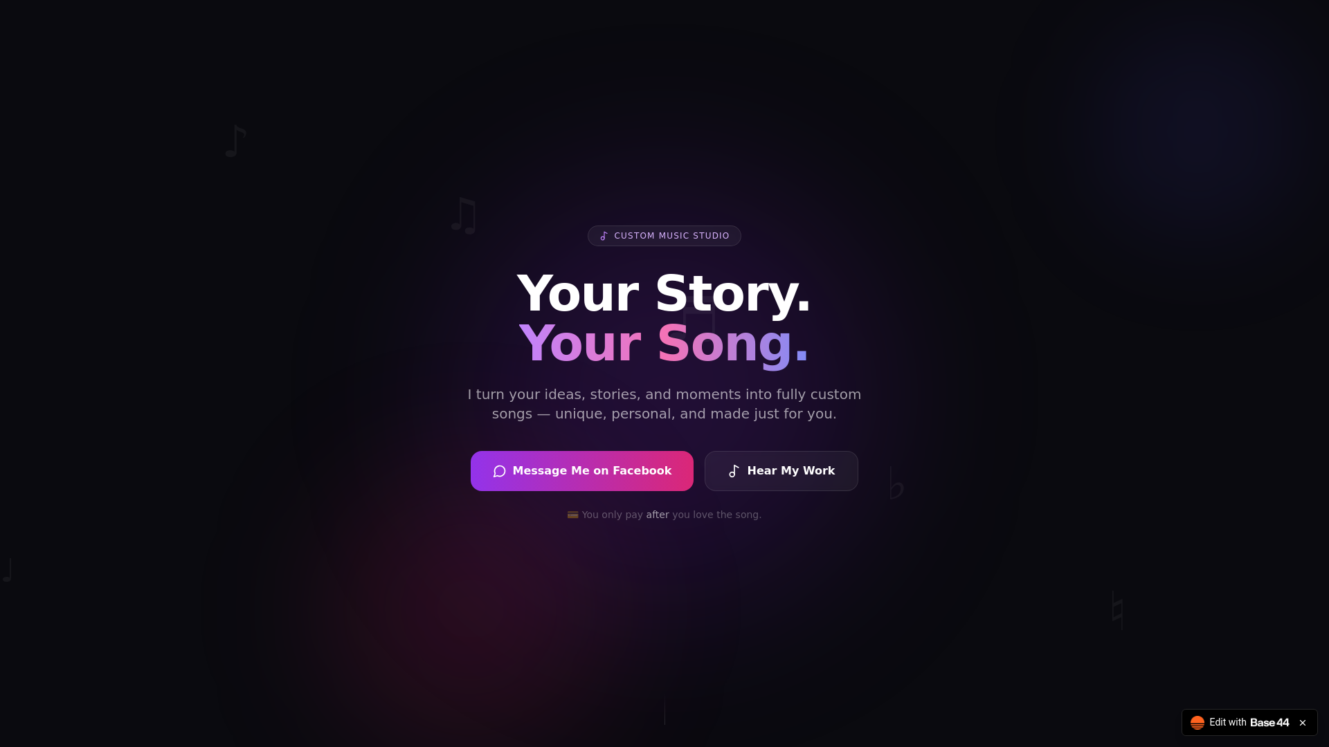 website screenshot of https://mycustombeats.site/