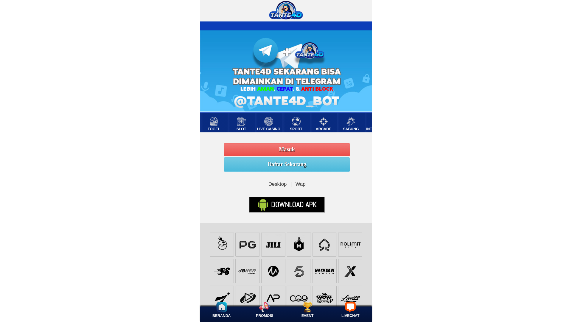 website screenshot of https://tante4damp.lol