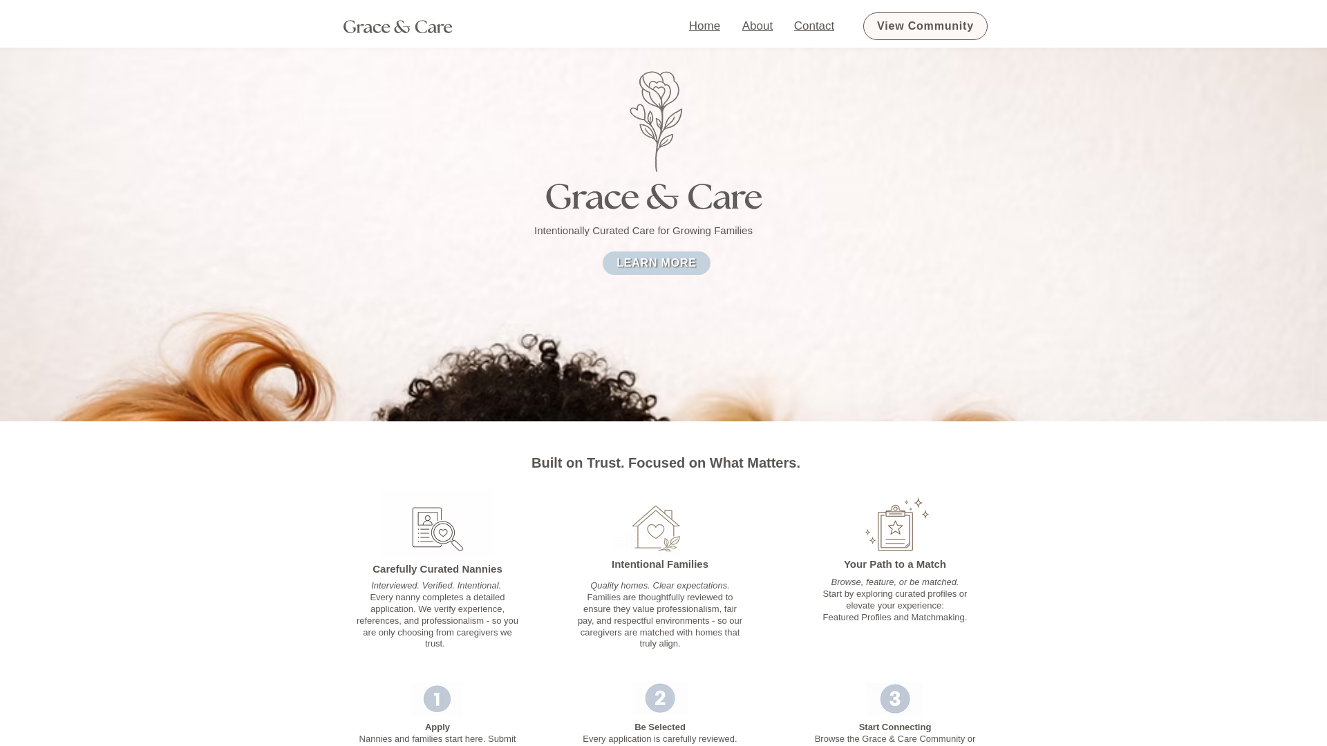 website screenshot of https://graceandcarecommunity.com/