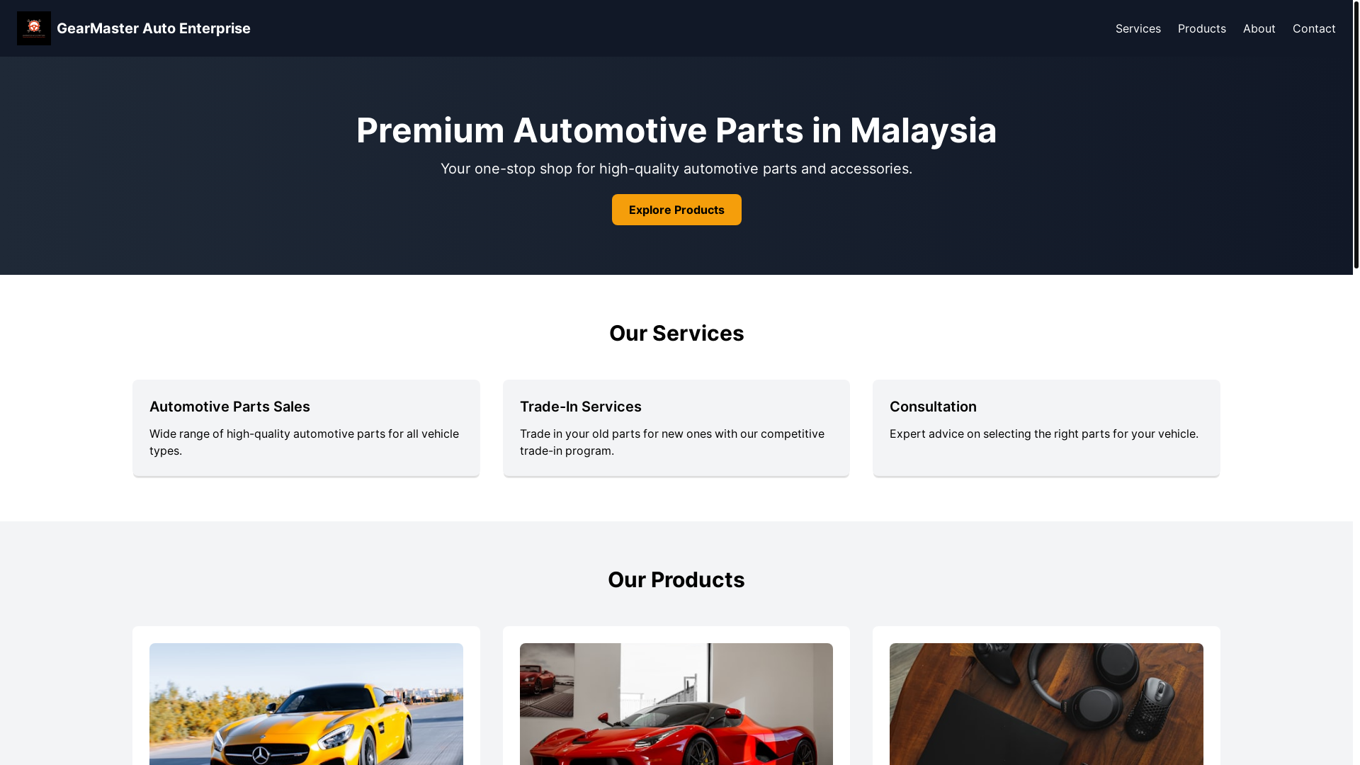 website screenshot of https://gearmasterauto.store/