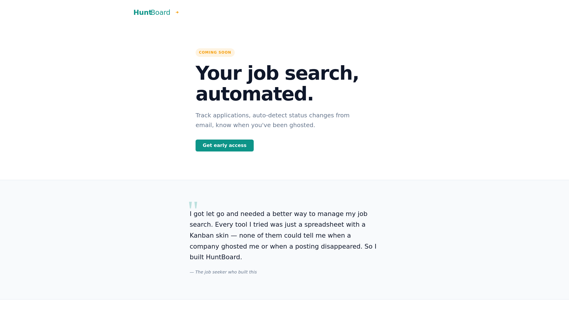 website screenshot of https://huntboard-landing.pages.dev/
