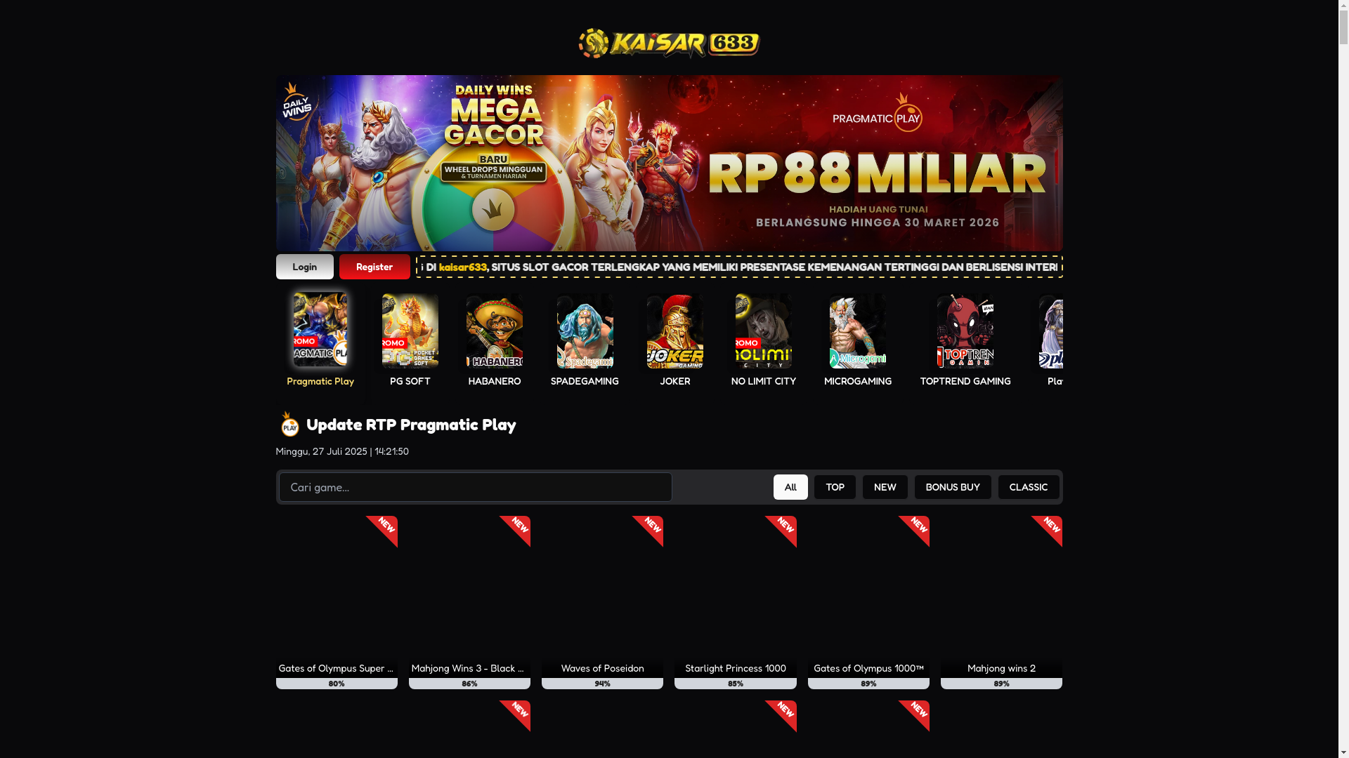 website screenshot of https://rtpbermain-kaisar633.live/
