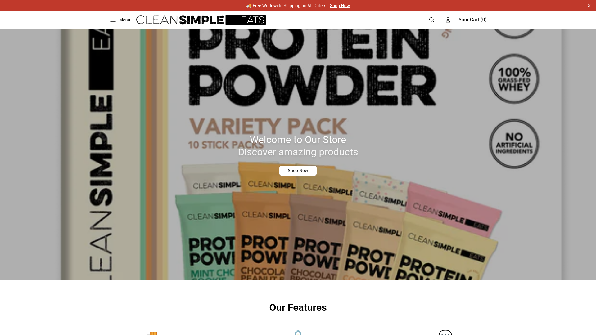 website screenshot of https://cleansimpleeatsstore.shop/