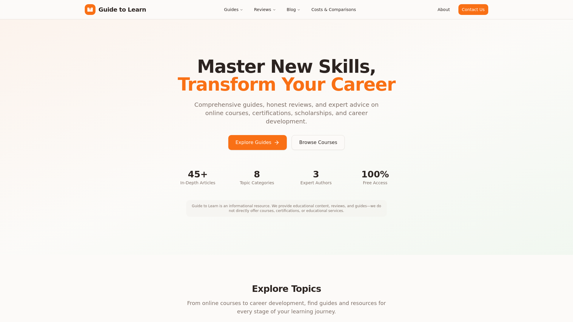 website screenshot of https://guide-to-learn.com