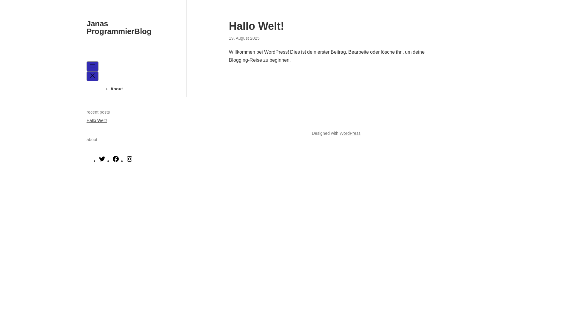 website screenshot of https://janasprogrammierblog.com/