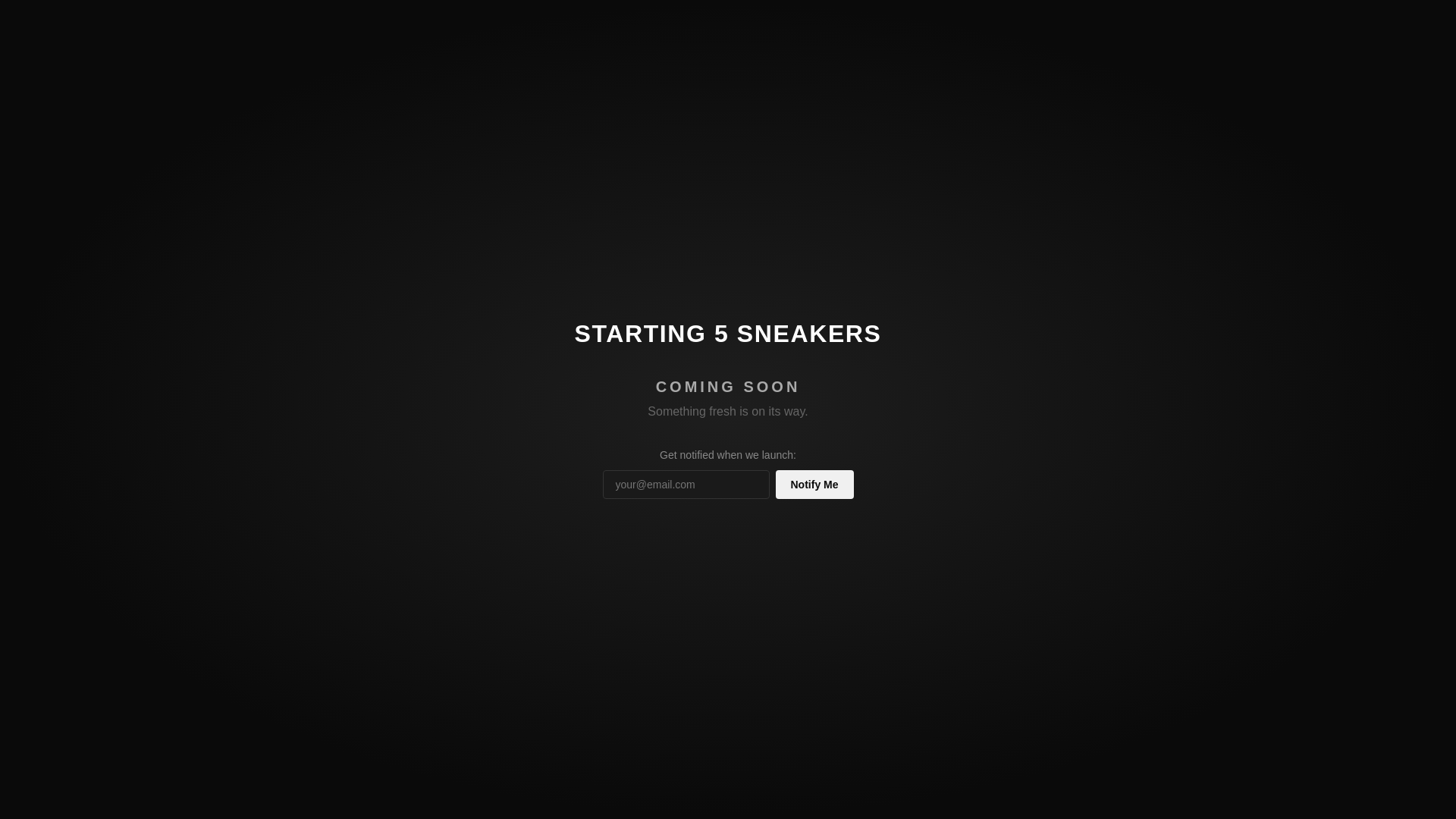 website screenshot of https://starting5sneakers.com