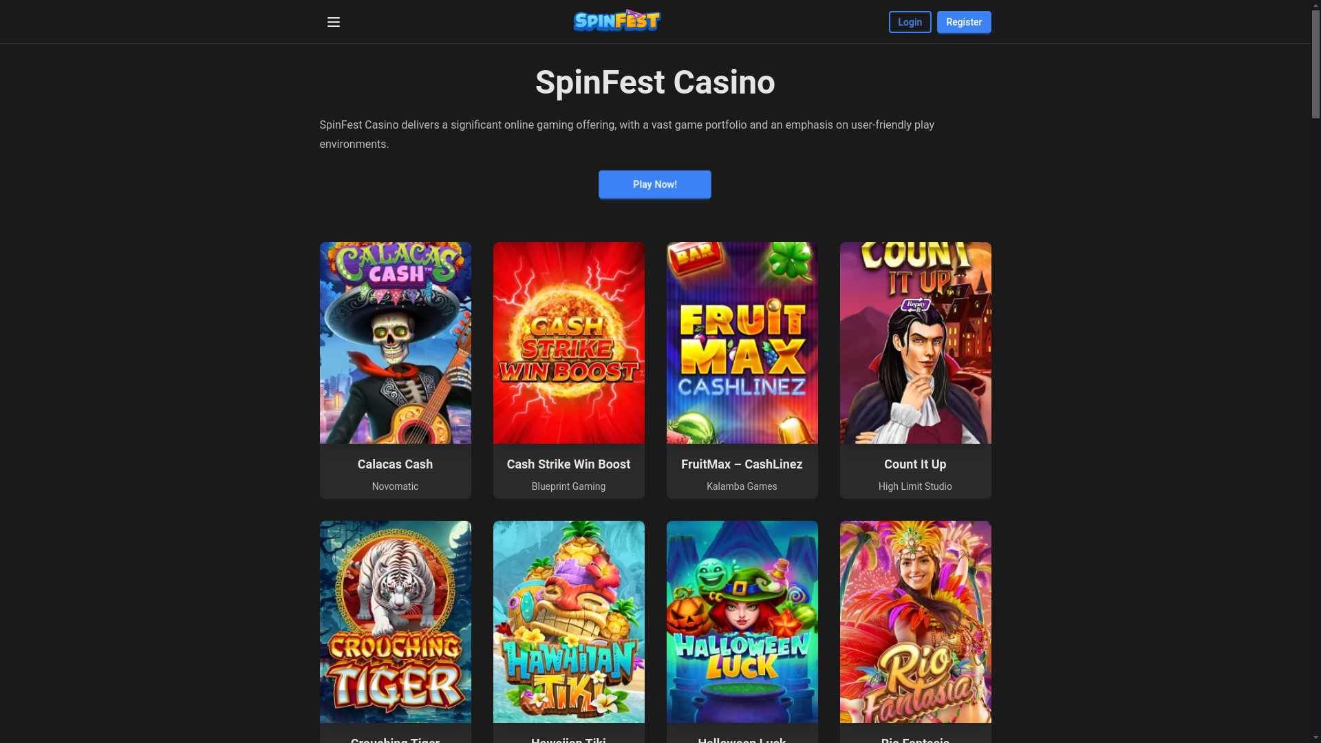 website screenshot of https://spinfest777-com.pages.dev/