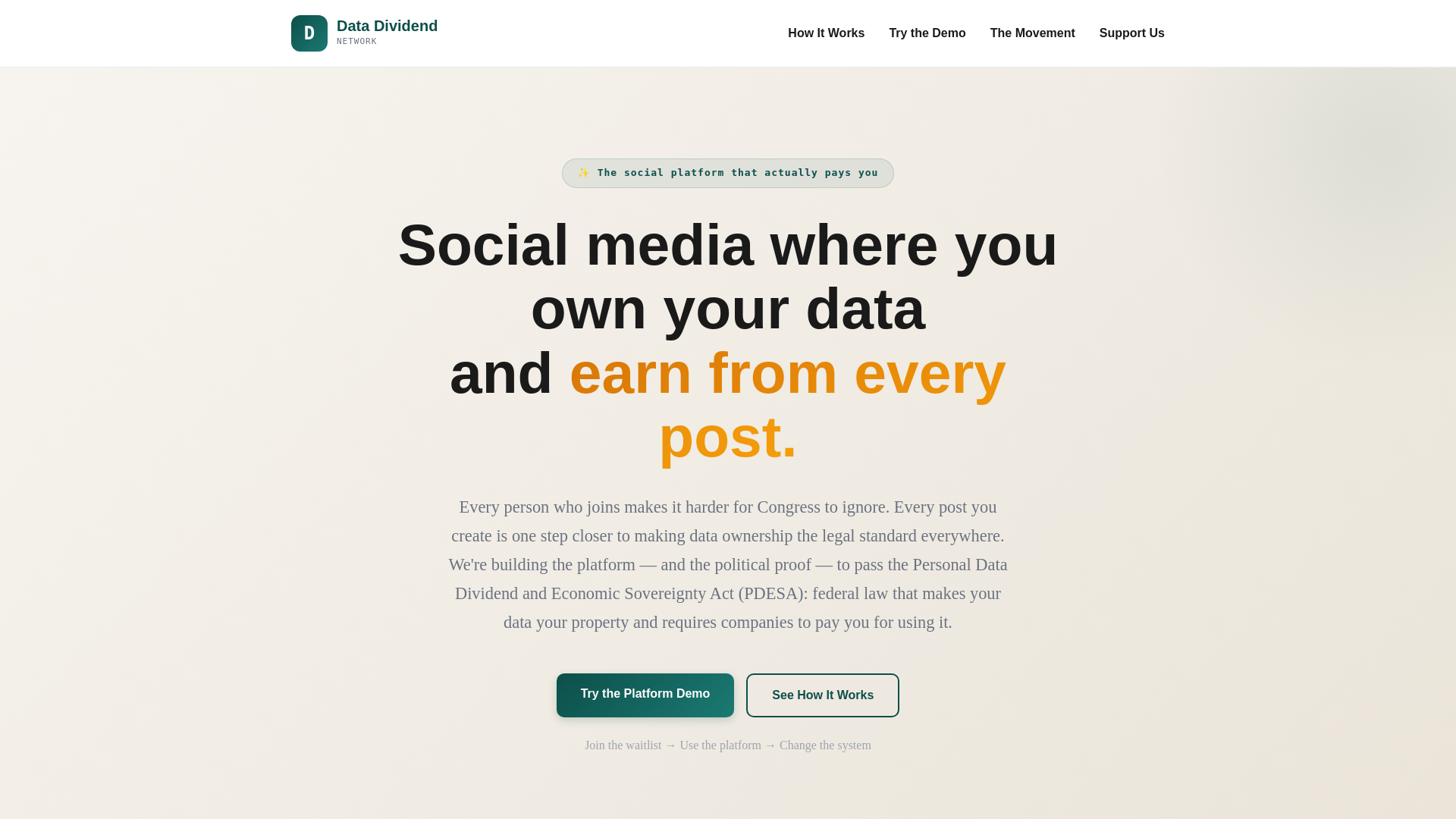 website screenshot of https://datadividend.network/