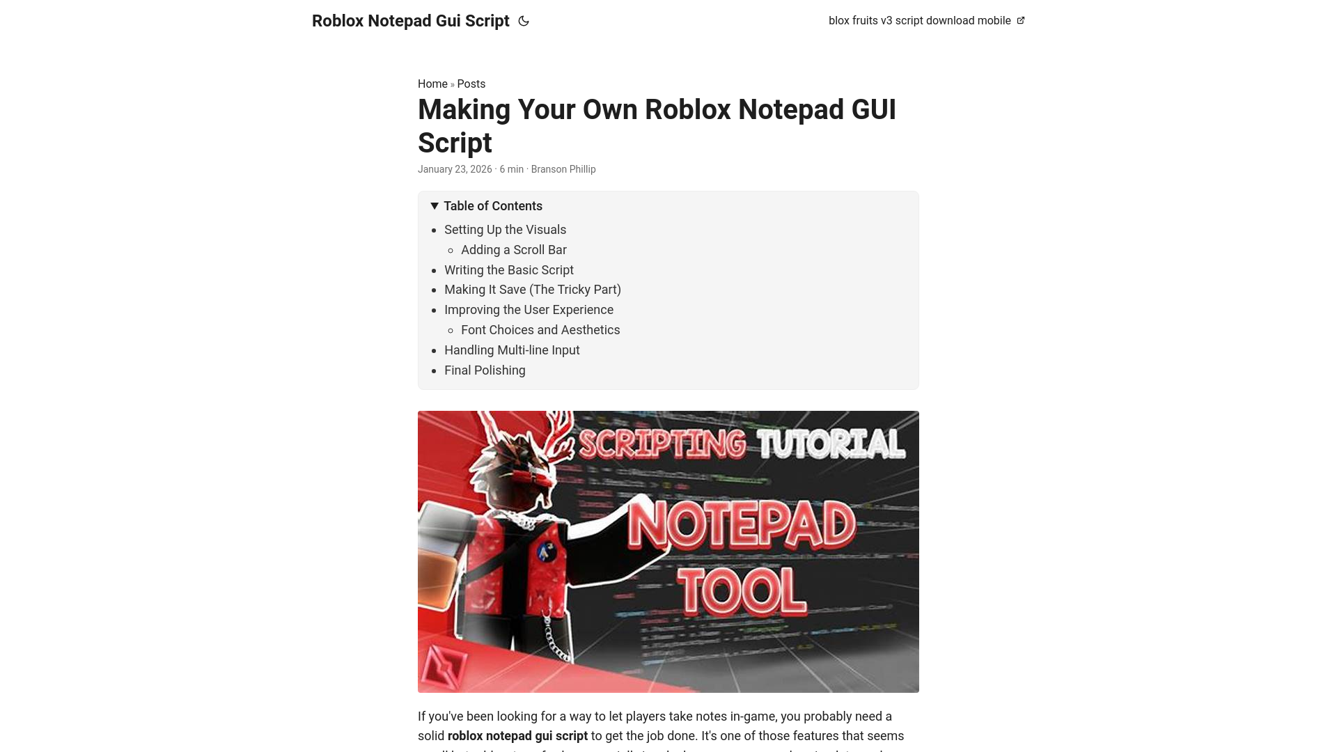 website screenshot of https://roblox-notepad-gui-script.pages.dev/