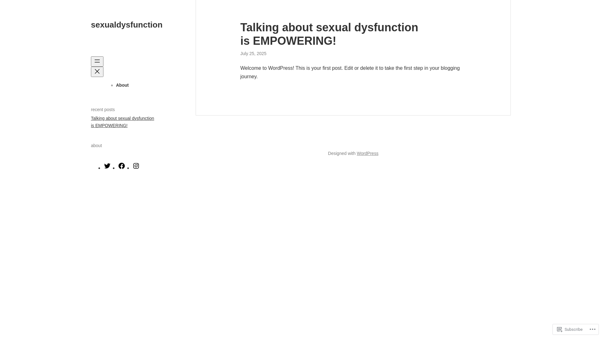 website screenshot of https://sexualdysfunction.blog/