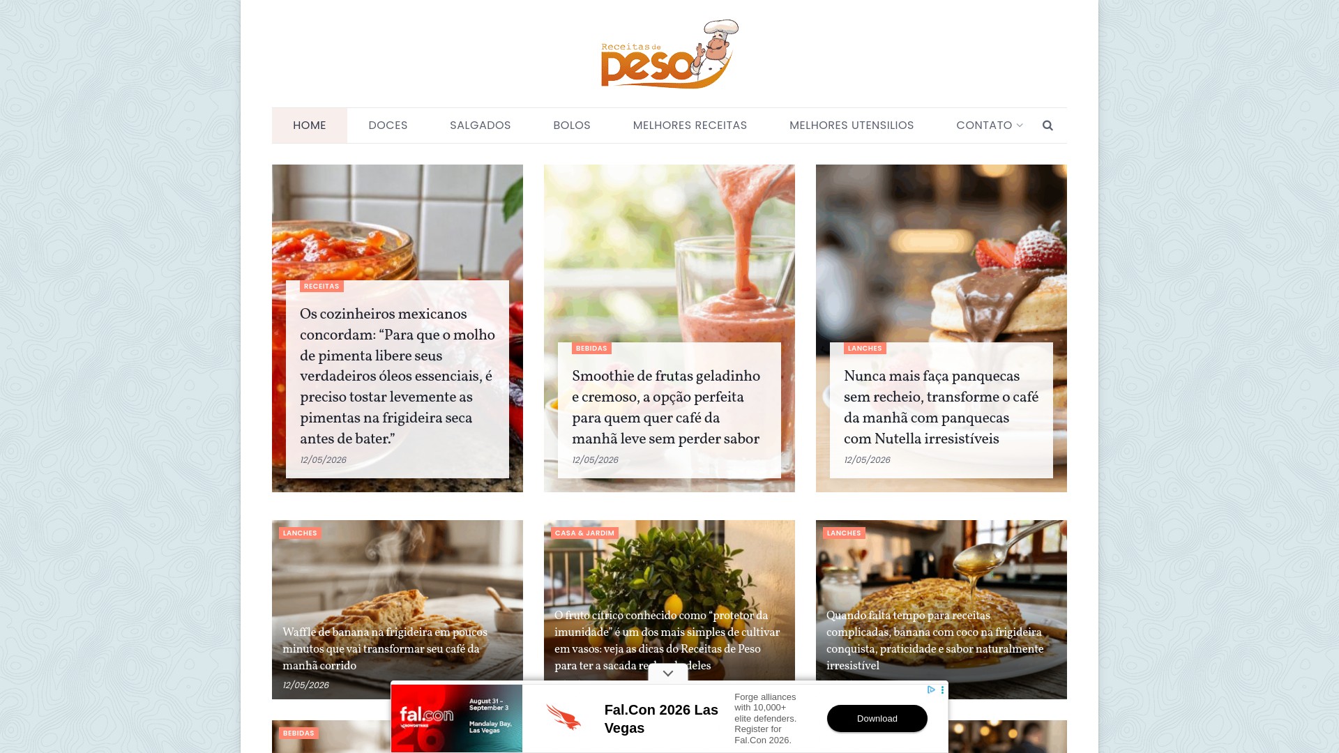 website screenshot of https://receitasdepesos.com.br