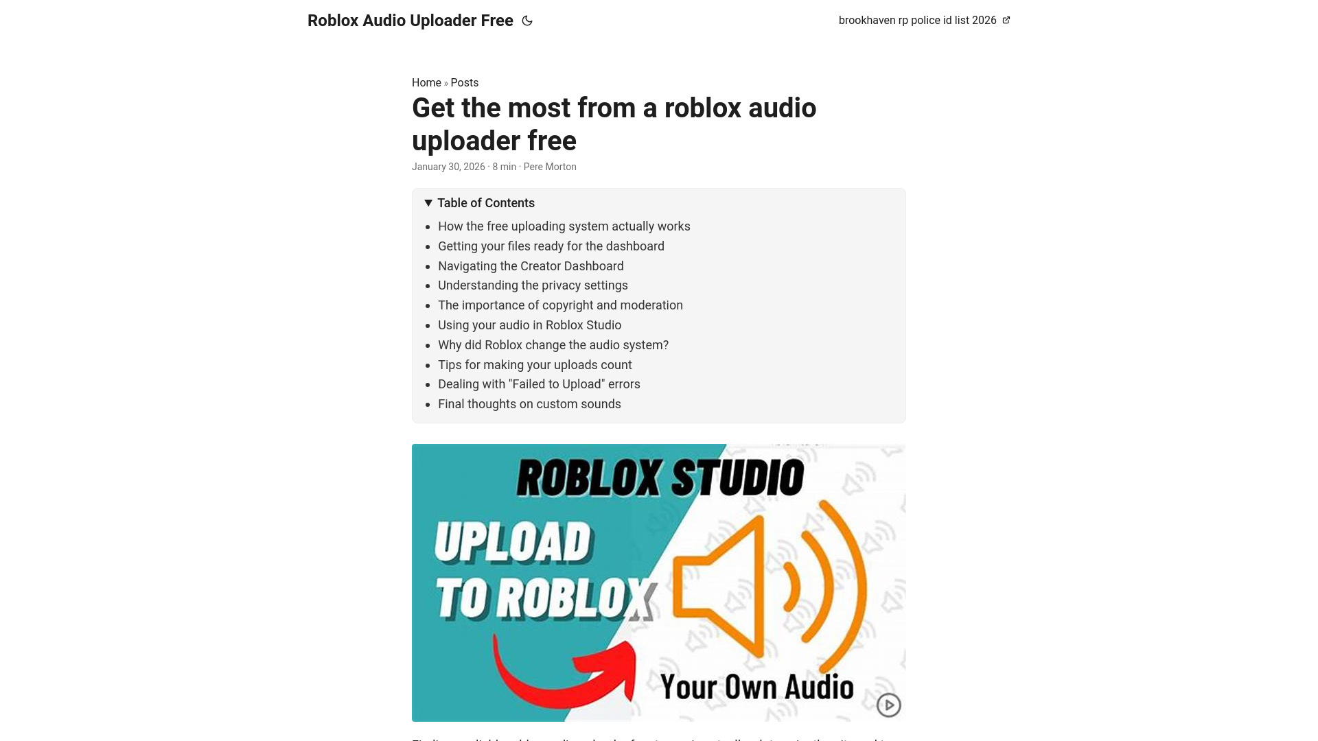 website screenshot of https://roblox-audio-uploader-free.pages.dev/