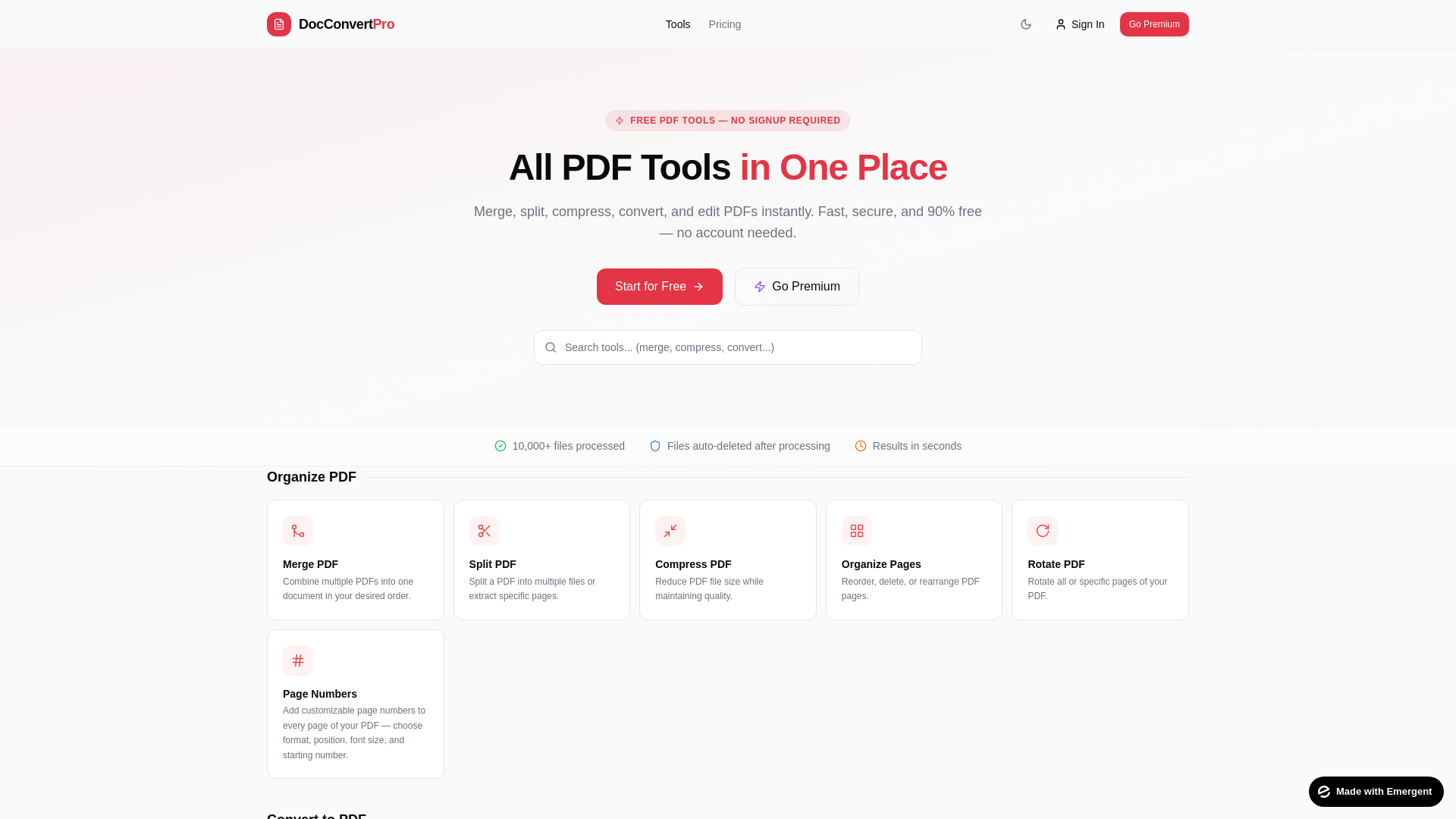 website screenshot of https://docconverterpro.com/