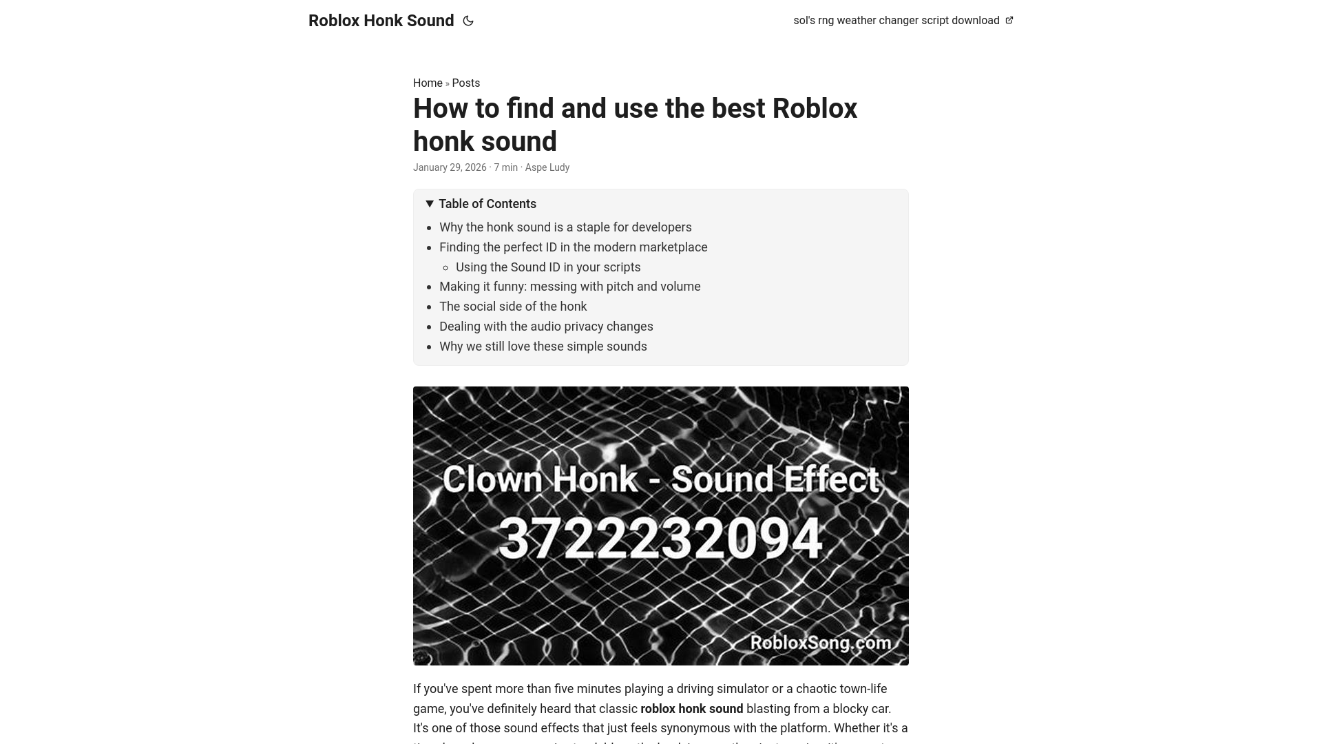 website screenshot of https://roblox-honk-sound.pages.dev/