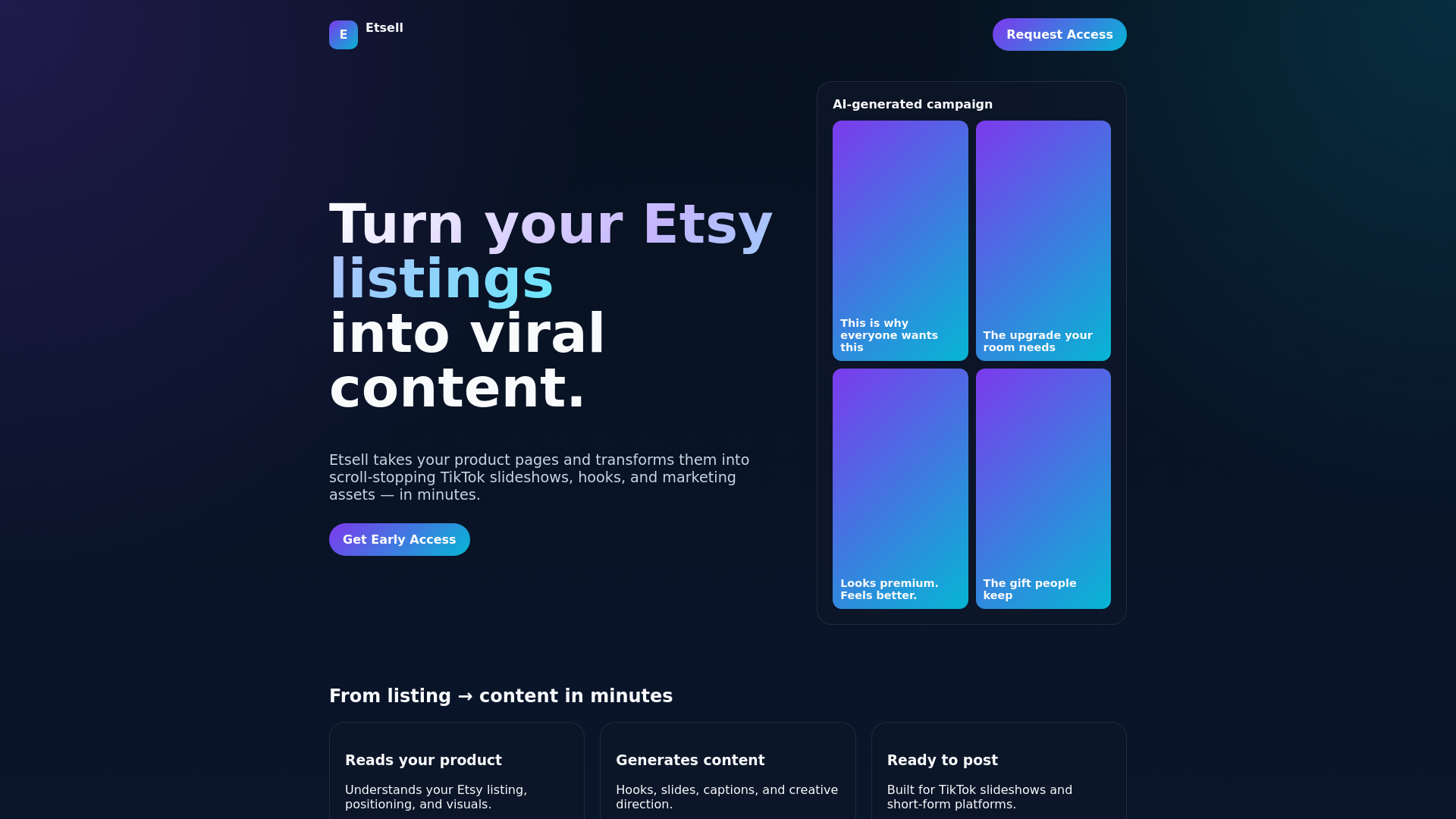website screenshot of https://etsell.org