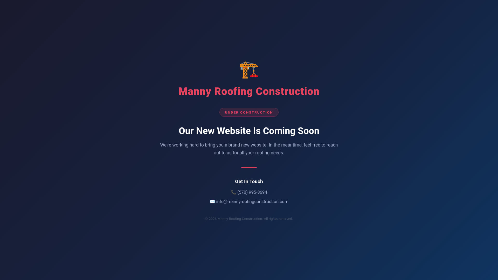 website screenshot of https://mannyroofingconstruction.com/