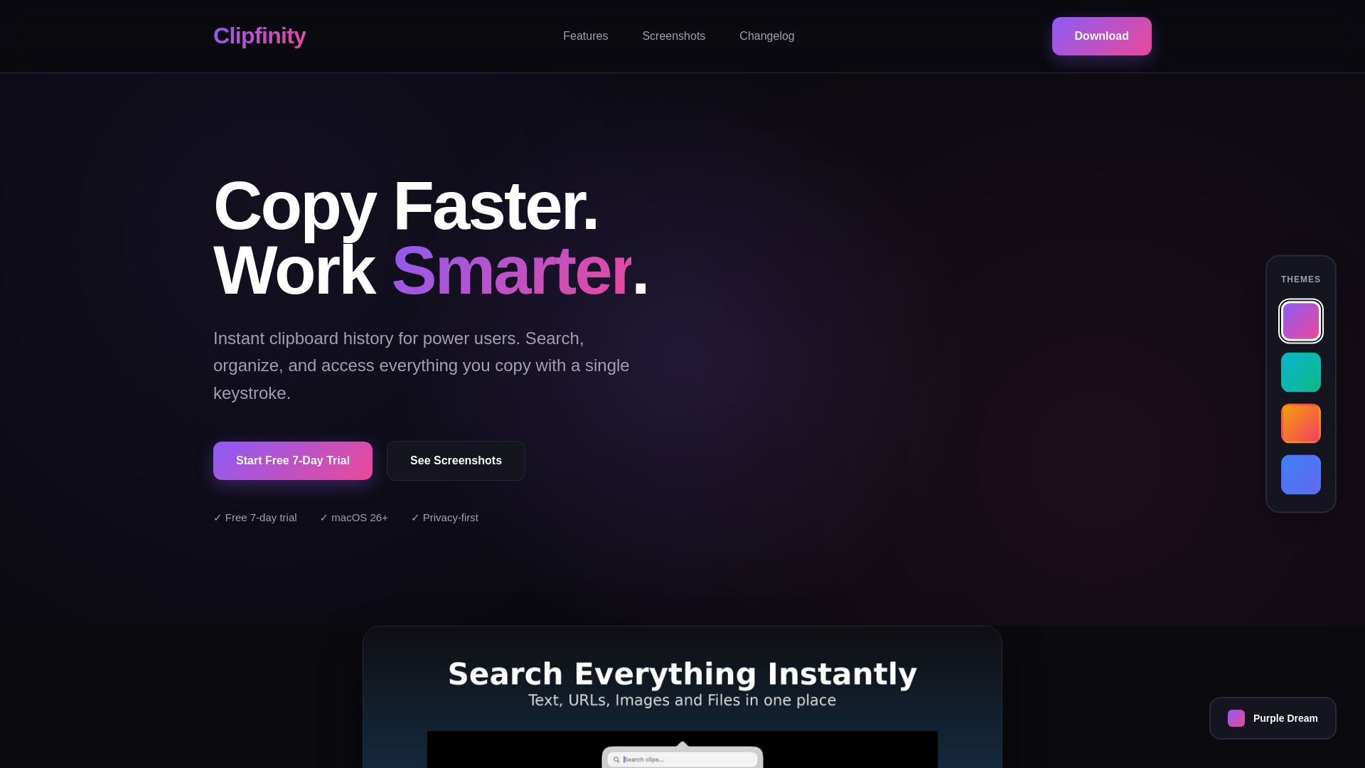 website screenshot of https://clipfinity-macos.pages.dev/