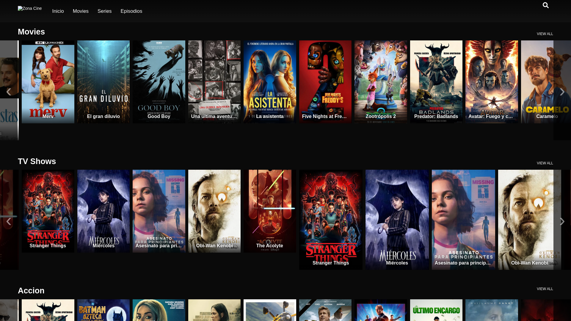 website screenshot of https://zonacine.online/