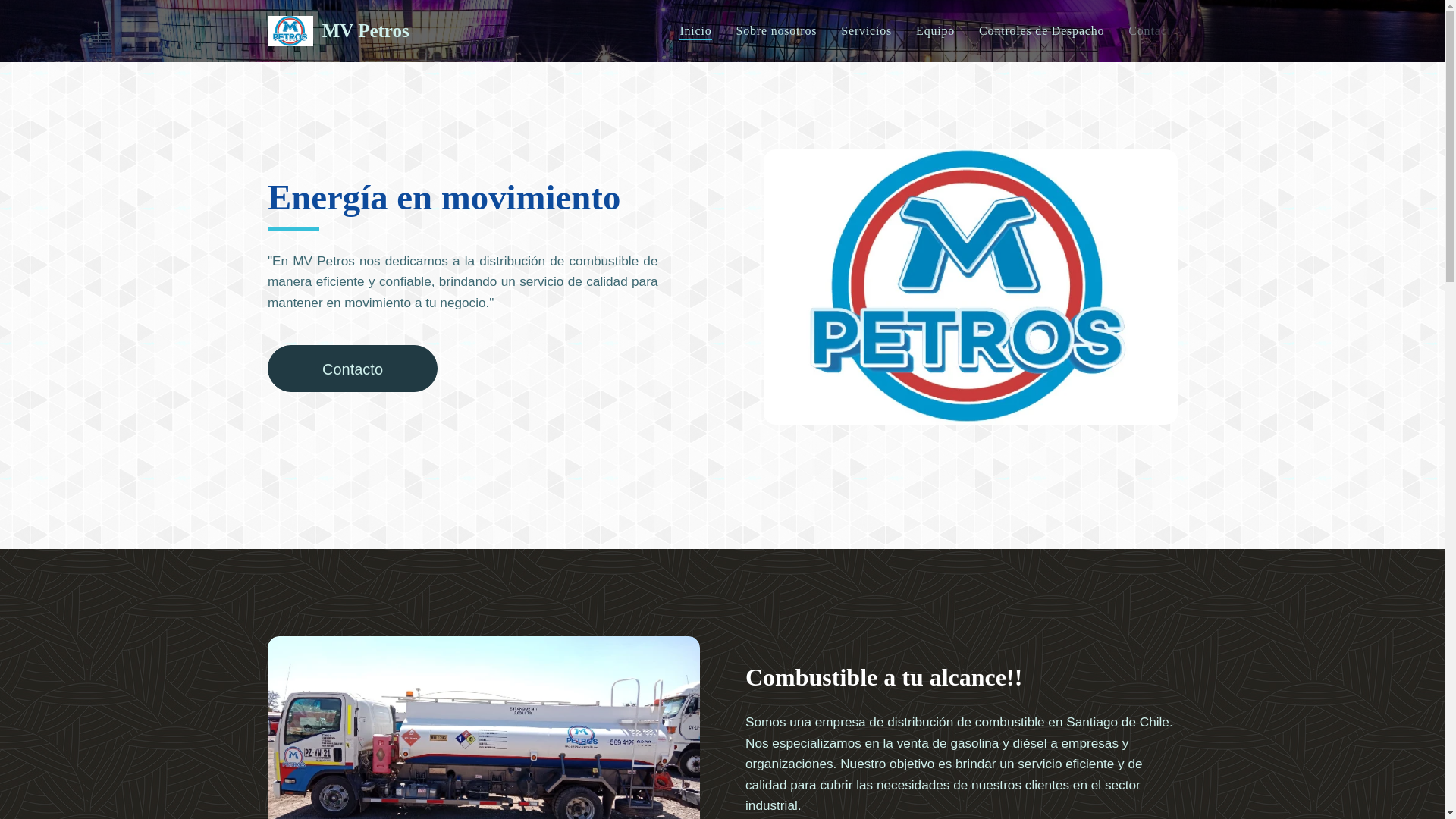 website screenshot of https://mvpetros.cl/