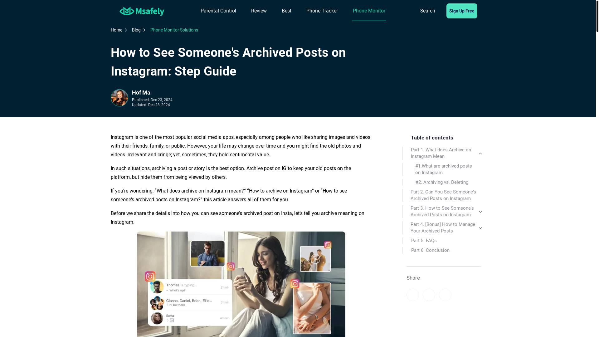 website screenshot of https://msafely.com/phone-monitor/how-to-see-someones-archived-posts-on-instagram