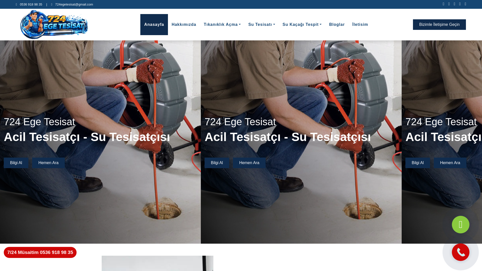 website screenshot of https://724egetesisat.com.tr