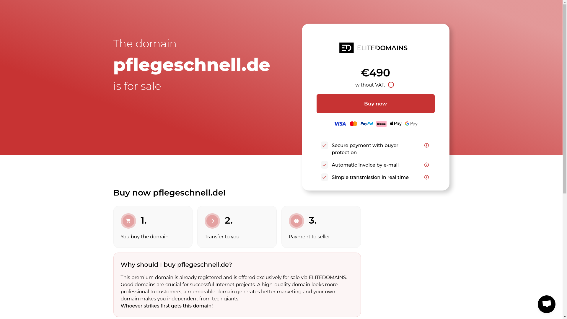 website screenshot of https://pflegeschnell.de/