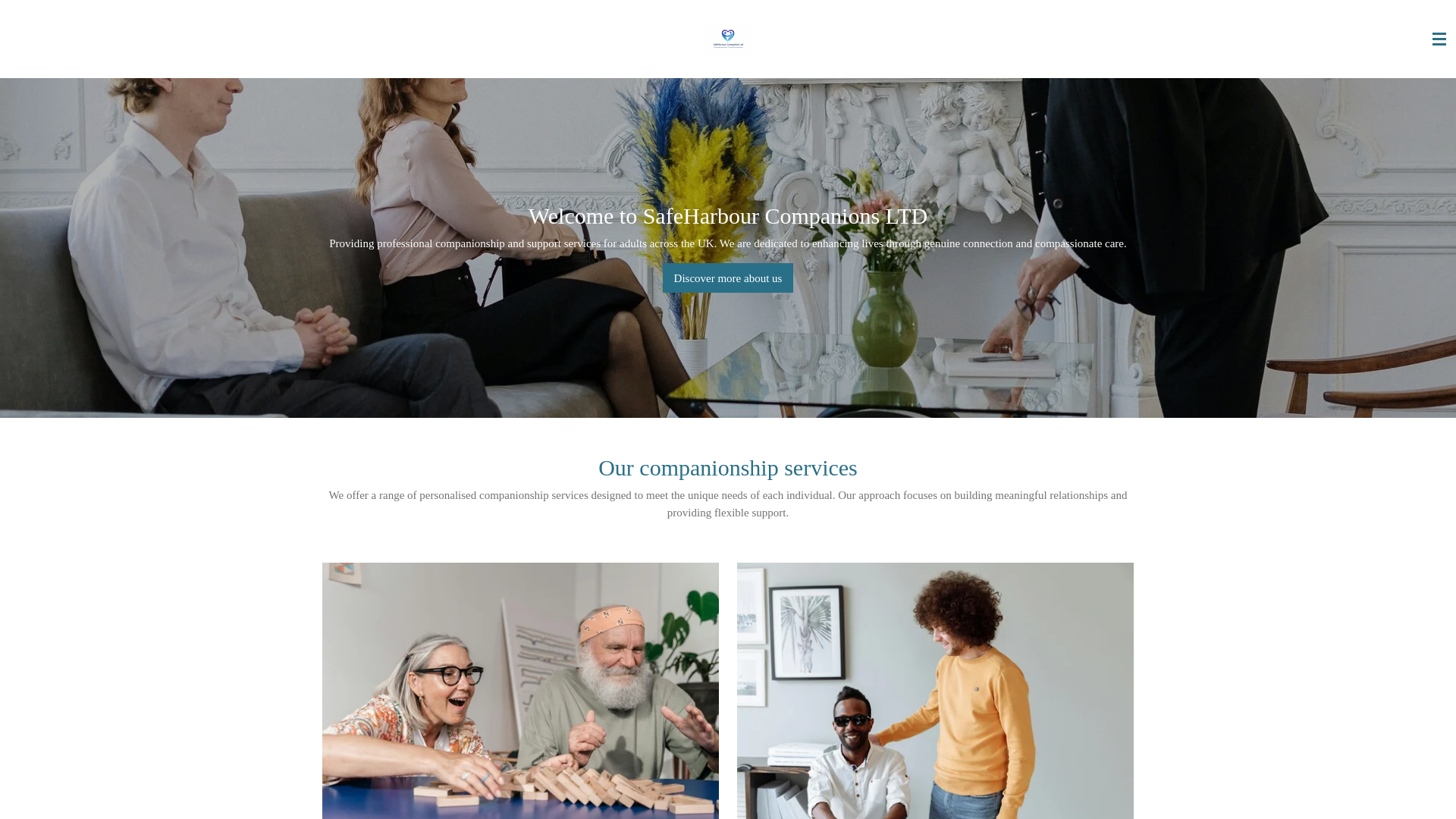 website screenshot of https://safeharbourcompanionsltd.co.uk/
